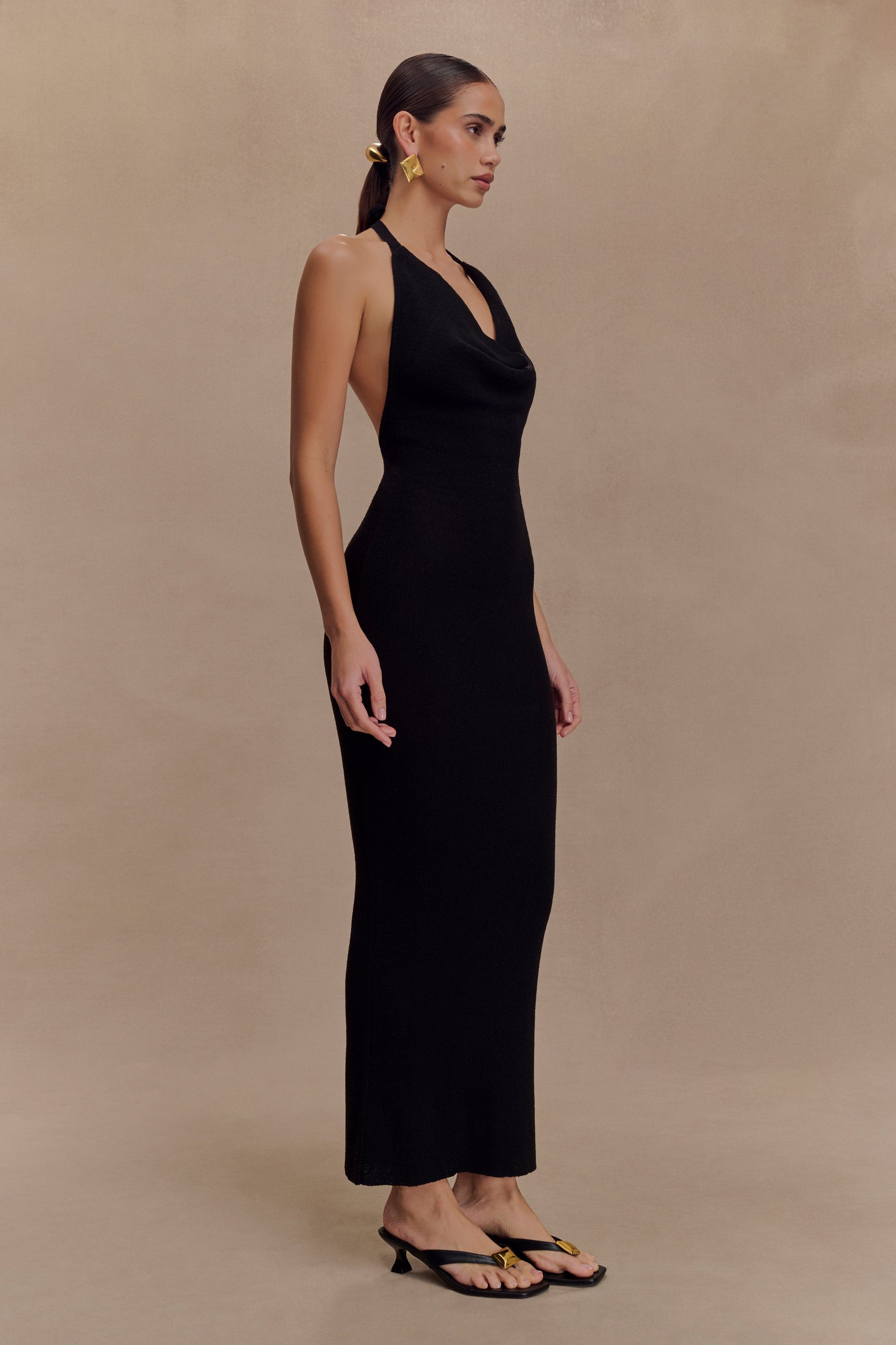 Ayella Cowl Knit Maxi Dress / Black | MESHKI | XXL Ayella Cowl Knit Maxi Dress / Black | MESHKI | XXL