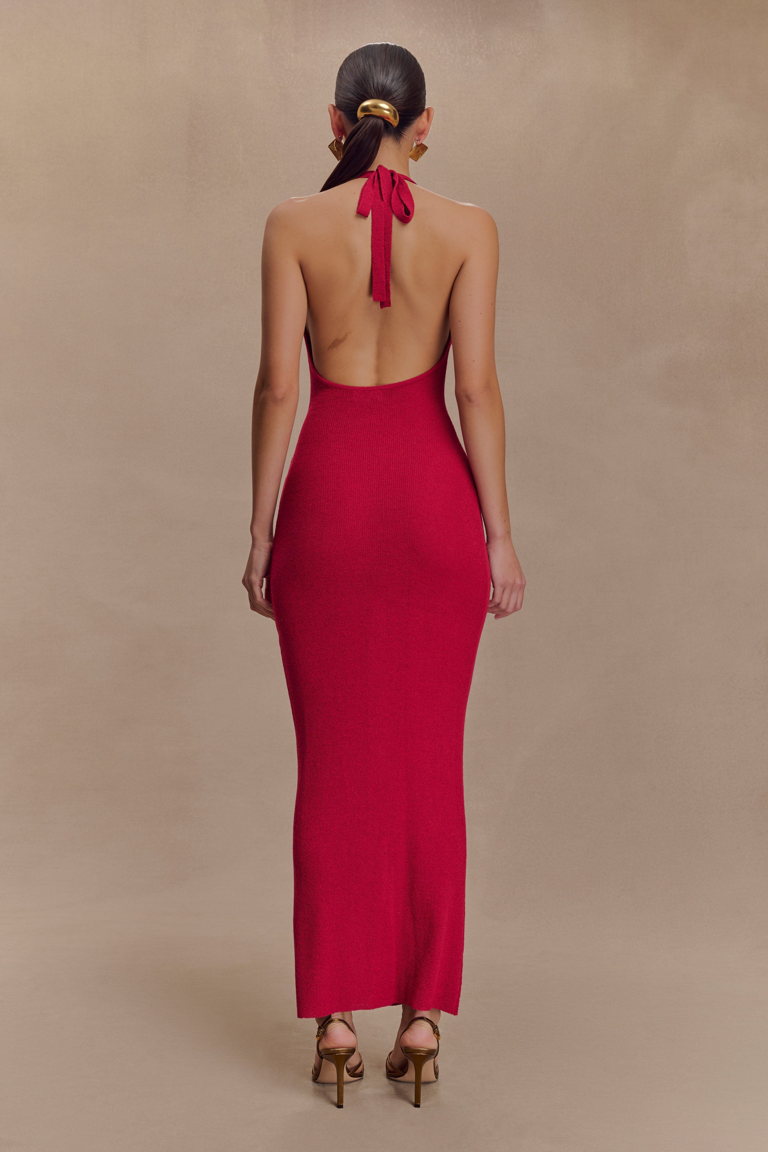 Ayella Cowl Knit Maxi Dress - Raspberry | MESHKI US