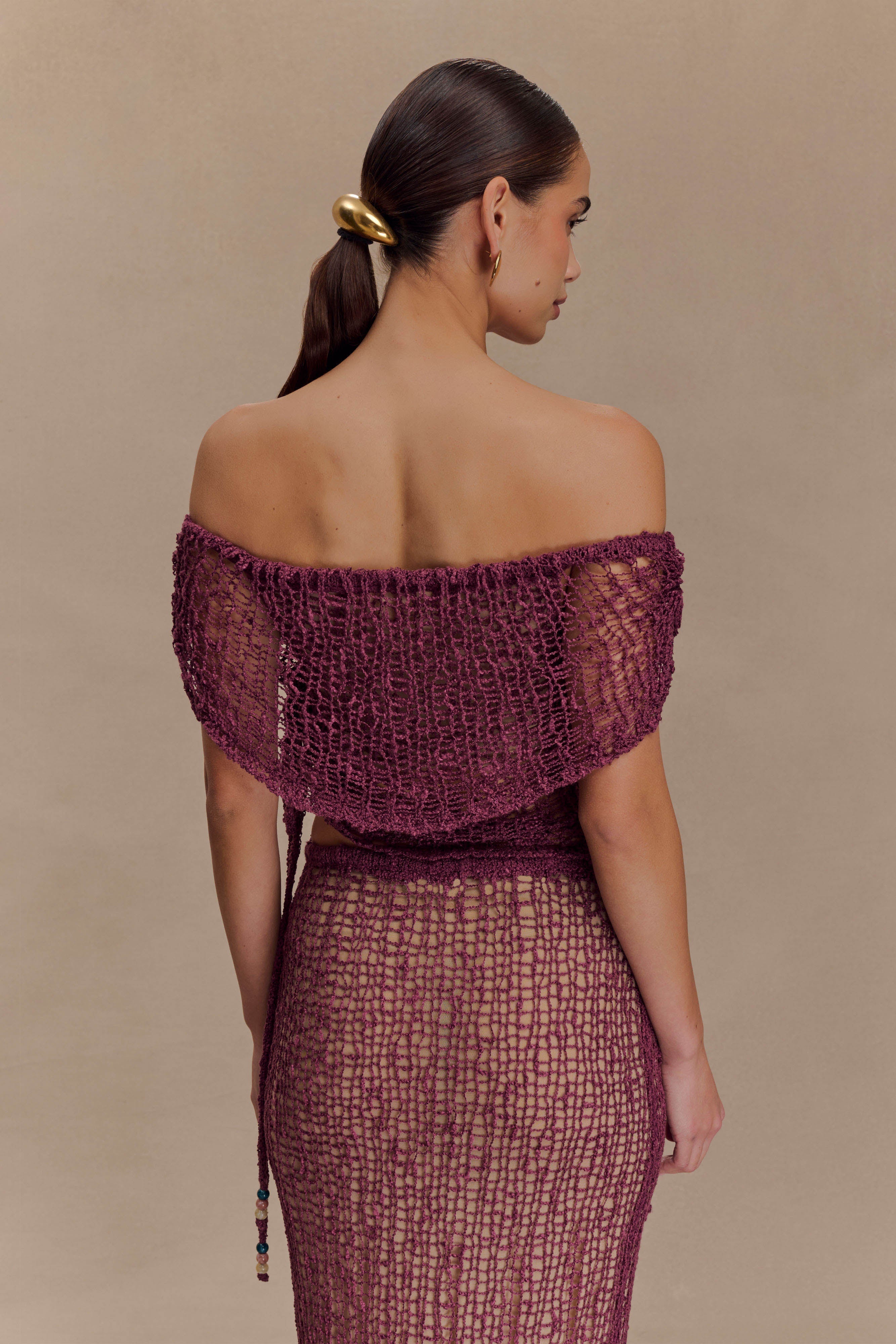 Cordelia Off Shoulder Knit Top - Mauve | MESHKI US