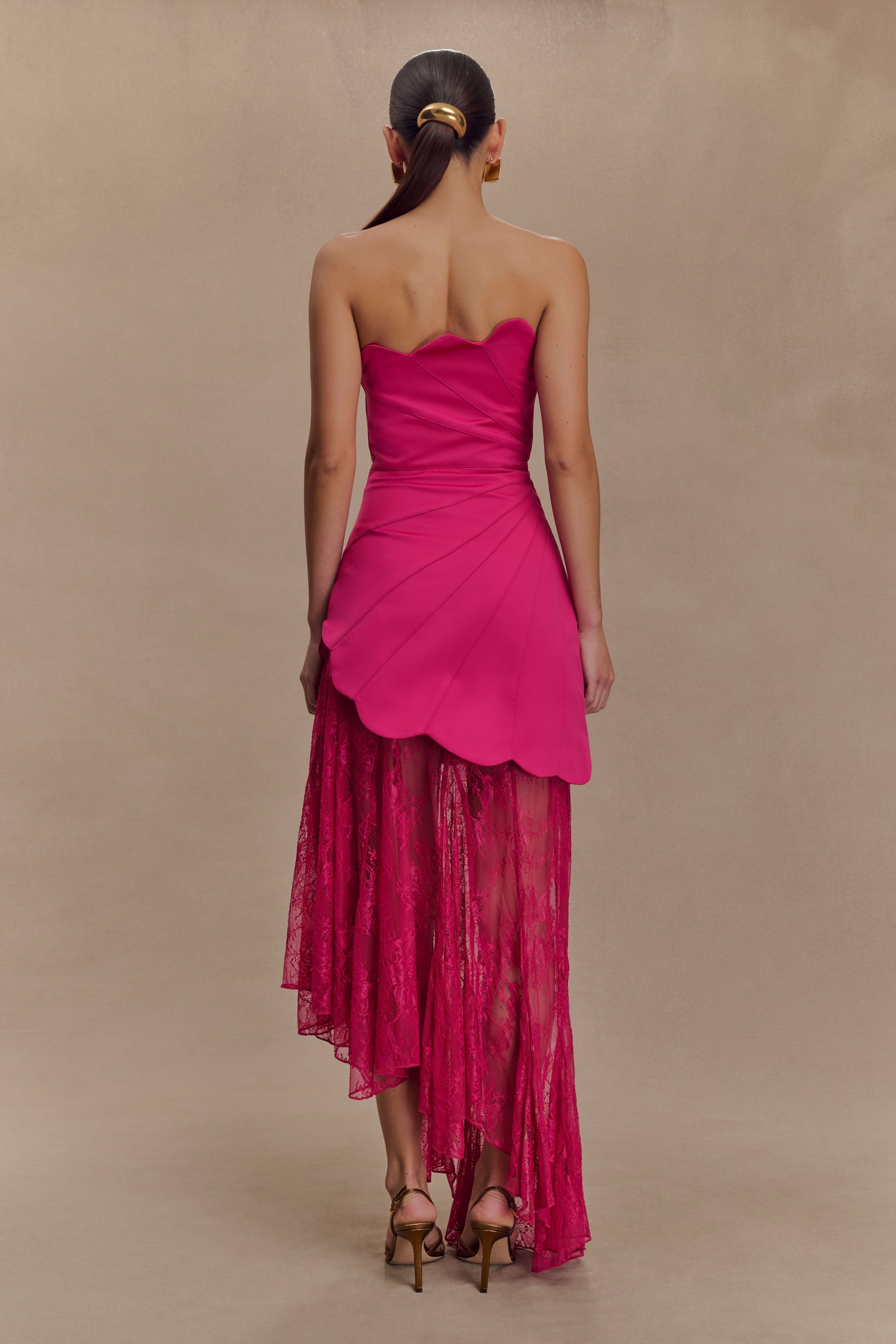 Aleena Satin And Lace Maxi Dress - Dragonfruit | MESHKI US Aleena Satin And Lace Maxi Dress - Dragonfruit | MESHKI US