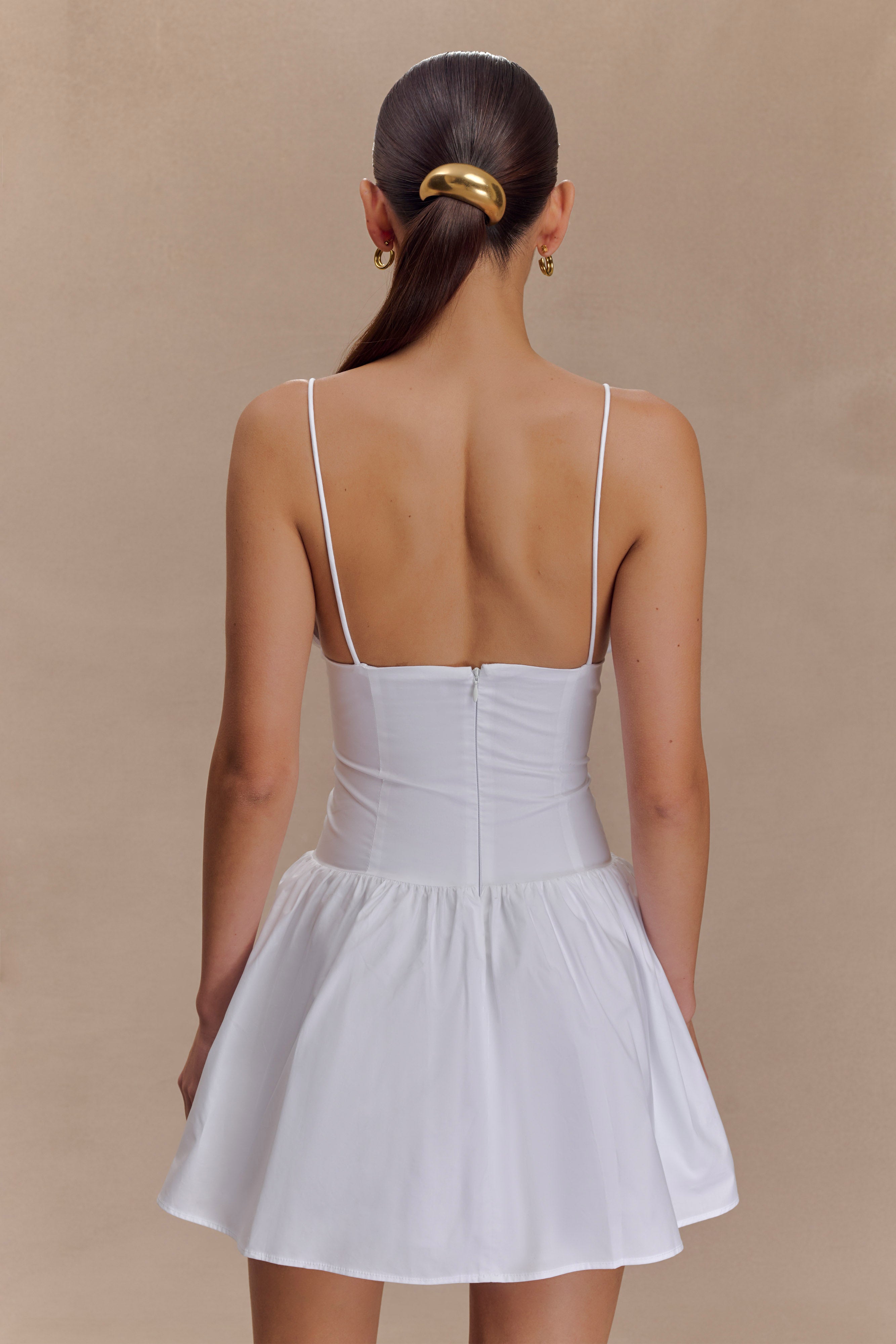 Janis Cotton Frill Mini Dress - White | MESHKI US