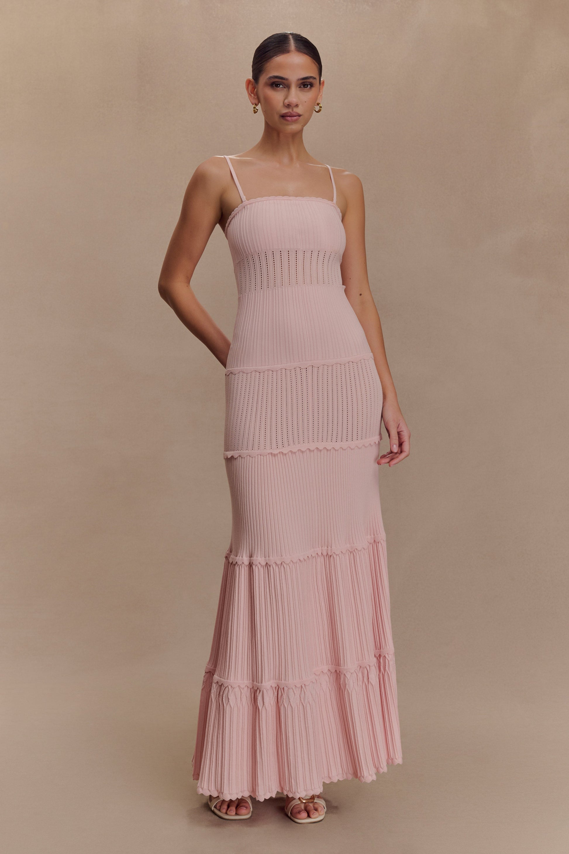 Finley Pointelle Knit Maxi Dress / Baby Pink | MESHKI | 3XL Finley Pointelle Knit Maxi Dress / Baby Pink | MESHKI | 3XL