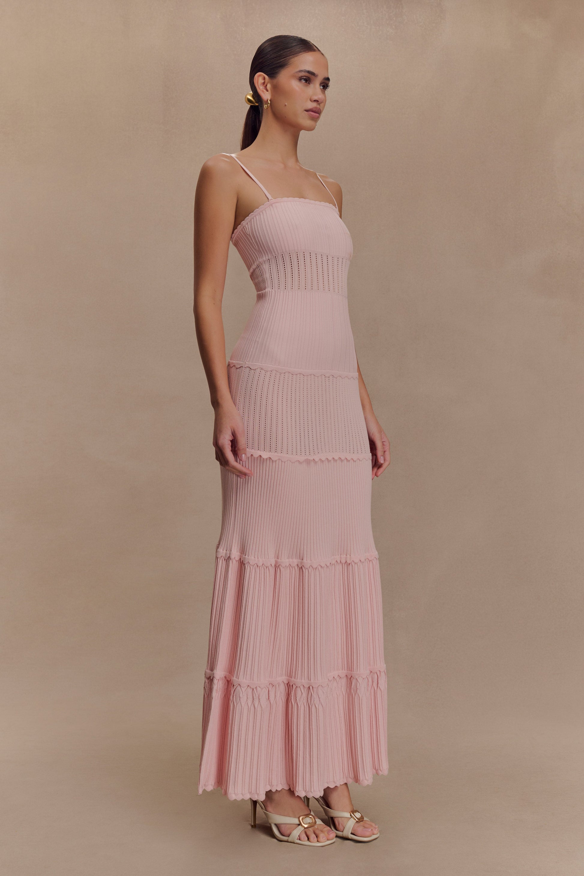 Finley Pointelle Knit Maxi Dress / Baby Pink | MESHKI Finley Pointelle Knit Maxi Dress / Baby Pink | MESHKI