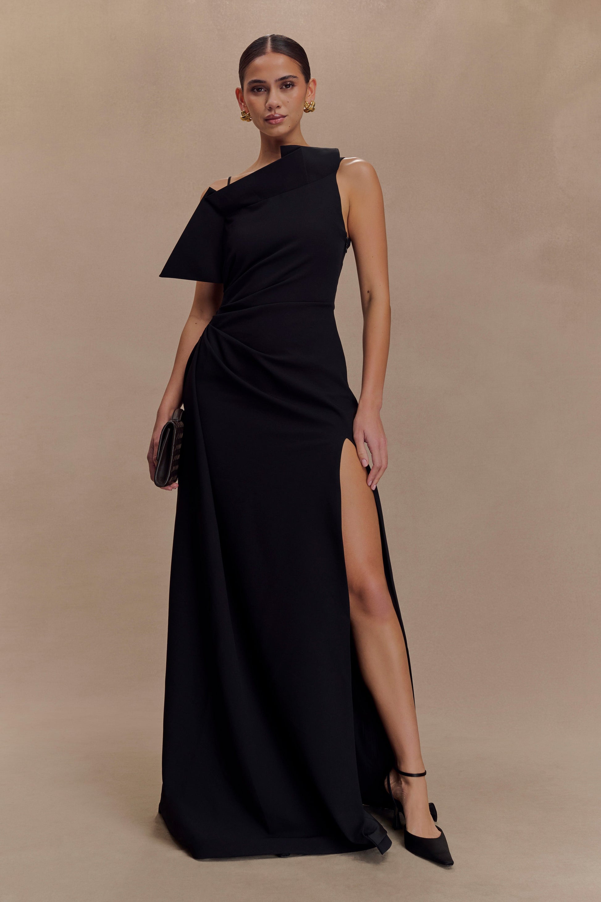 Adalyn One Shoulder Crepe Maxi Dress / Black | MESHKI | L Adalyn One Shoulder Crepe Maxi Dress / Black | MESHKI | L