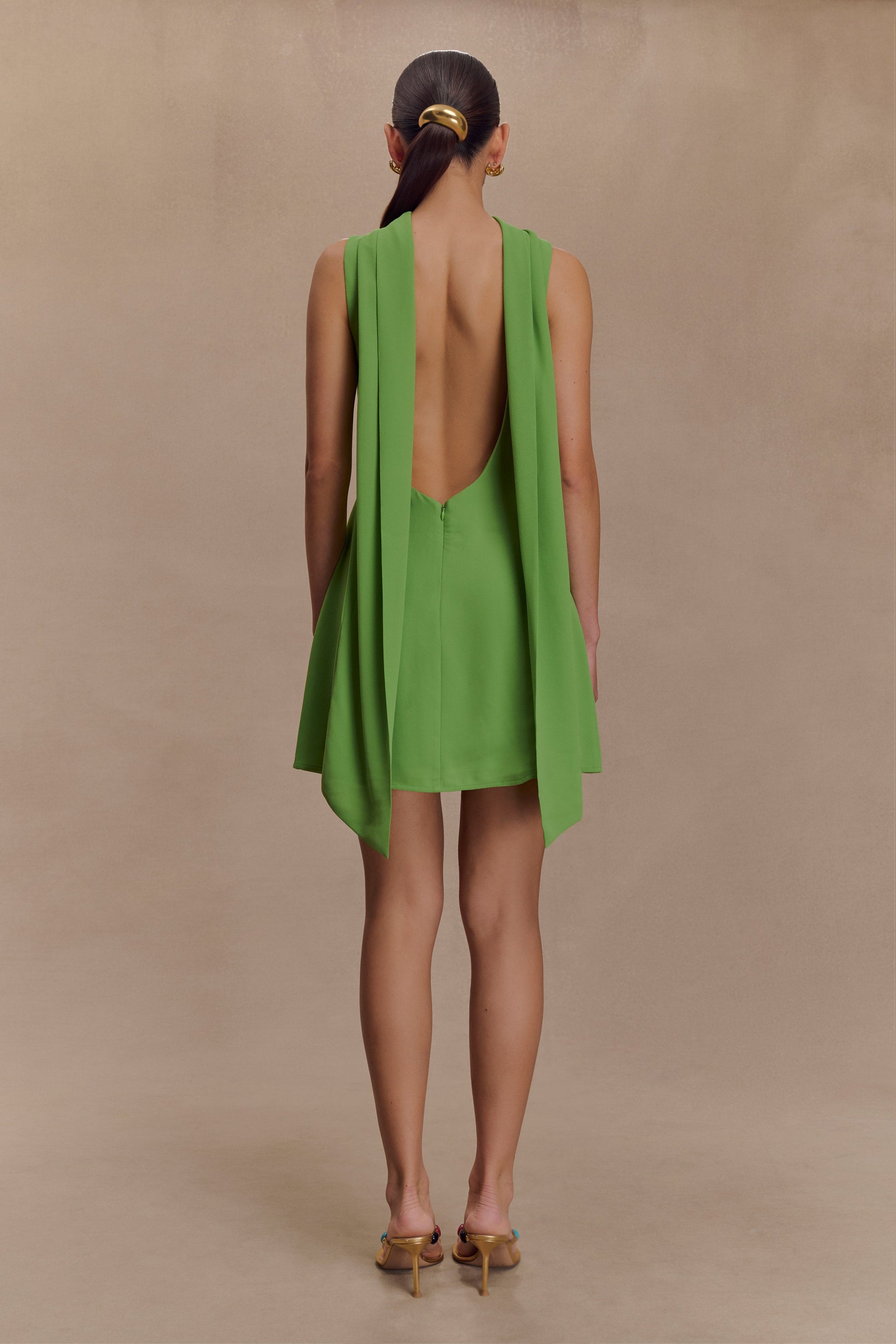 Wynter Scarf Draped Mini Dress - Green | MESHKI US Wynter Scarf Draped Mini Dress - Green | MESHKI US