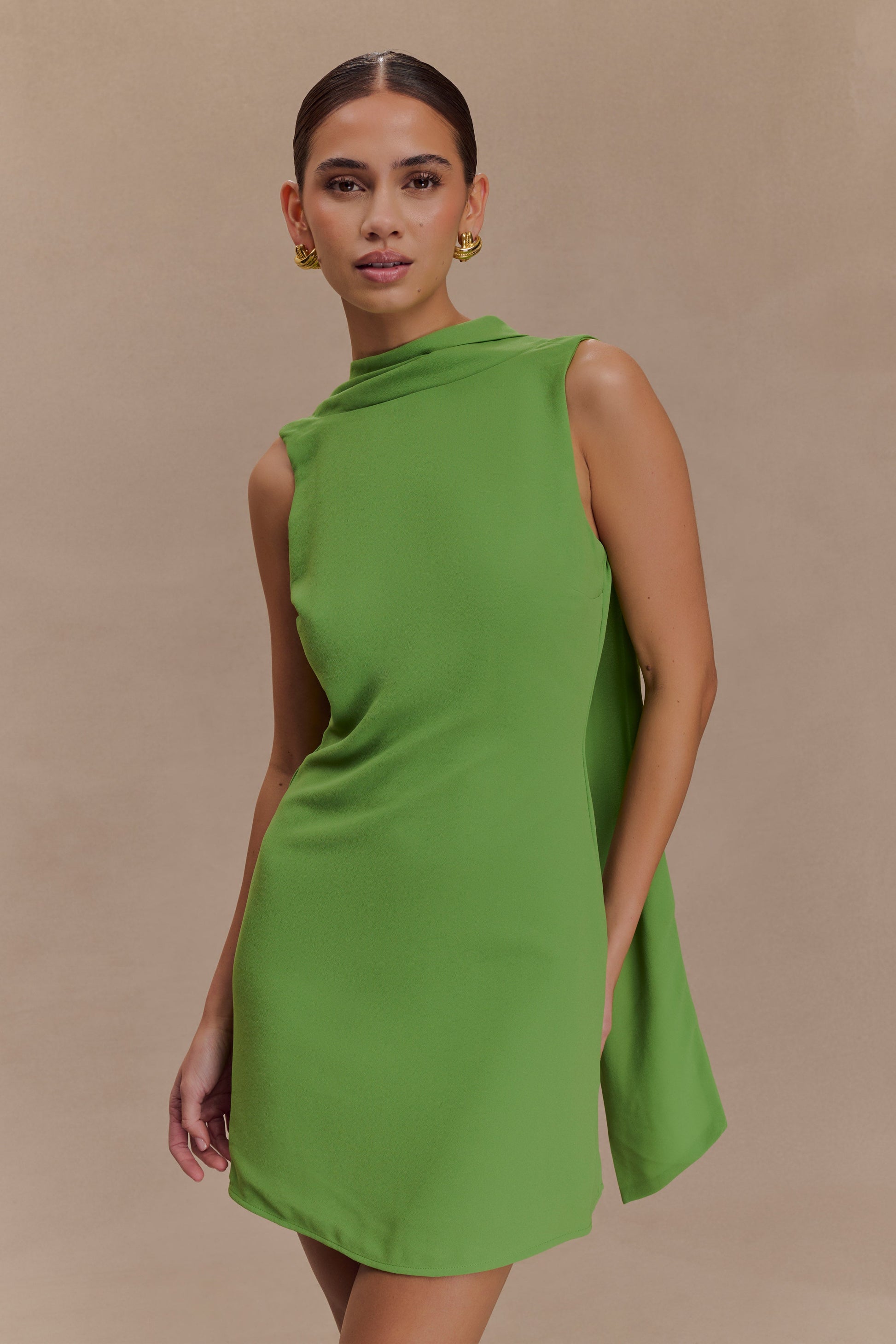 Wynter Scarf Draped Mini Dress - Green | MESHKI US Wynter Scarf Draped Mini Dress - Green | MESHKI US