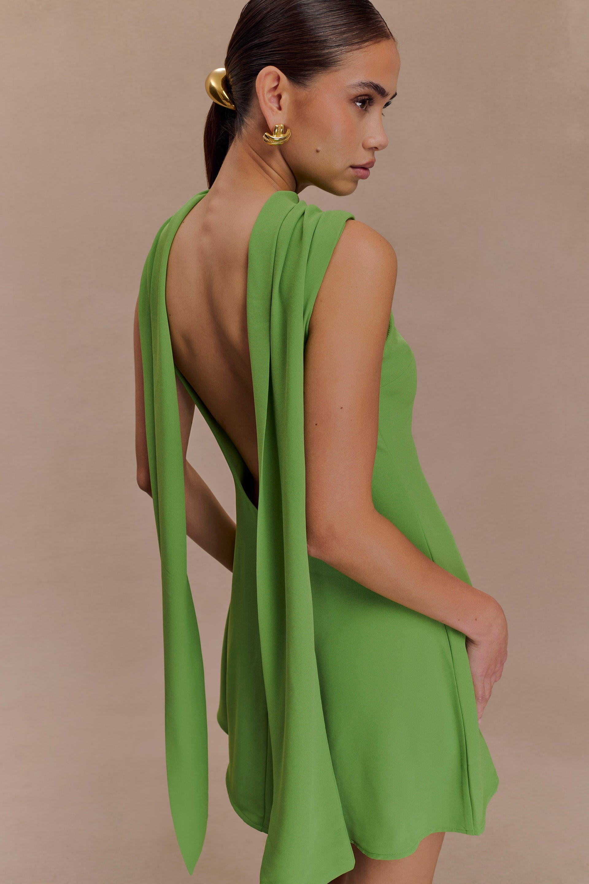 Wynter Scarf Draped Mini Dress - Green