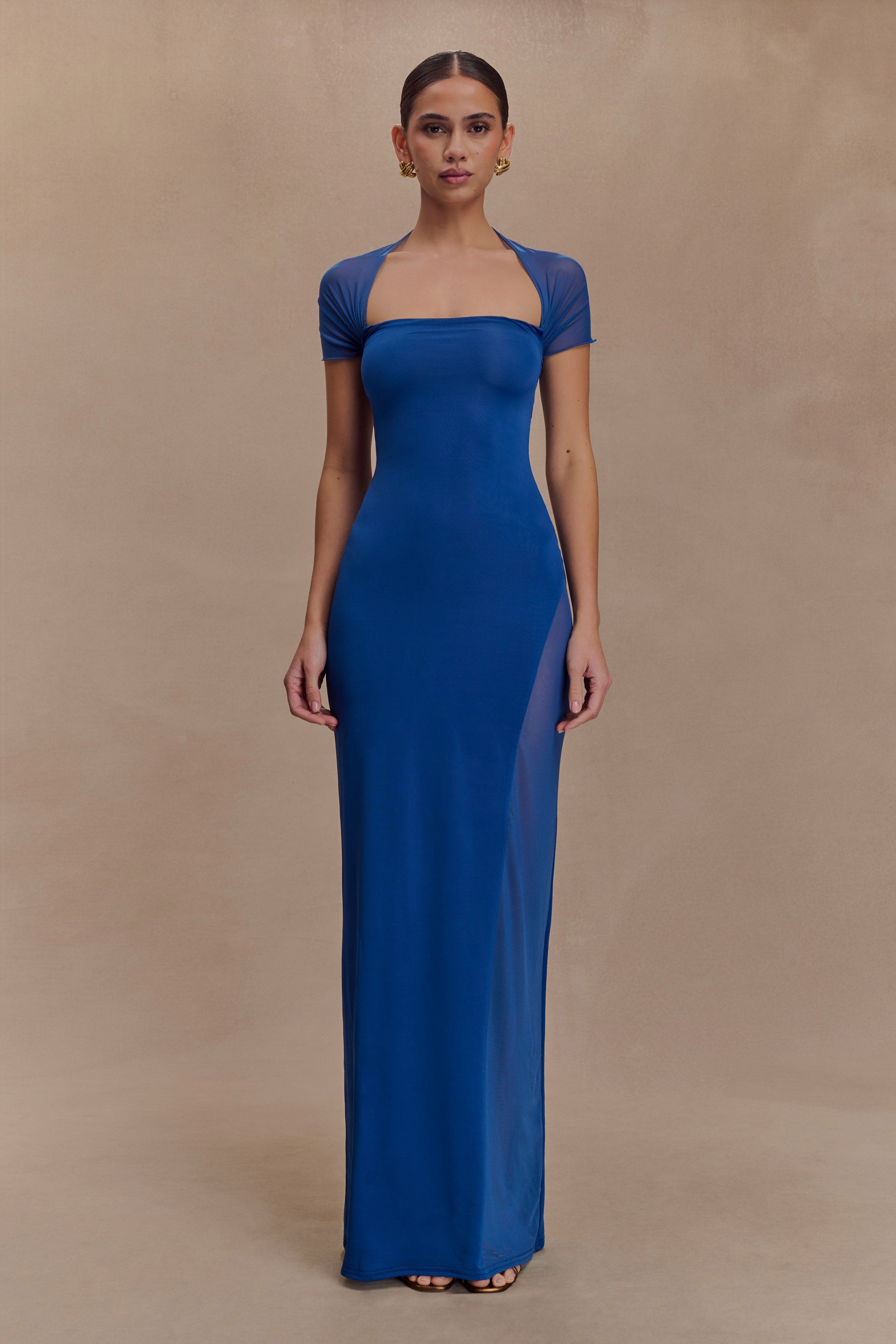 Wyatt Slinky and Mesh Maxi Dress / Cobalt Blue | Meshki | M Wyatt Slinky and Mesh Maxi Dress / Cobalt Blue | Meshki | M