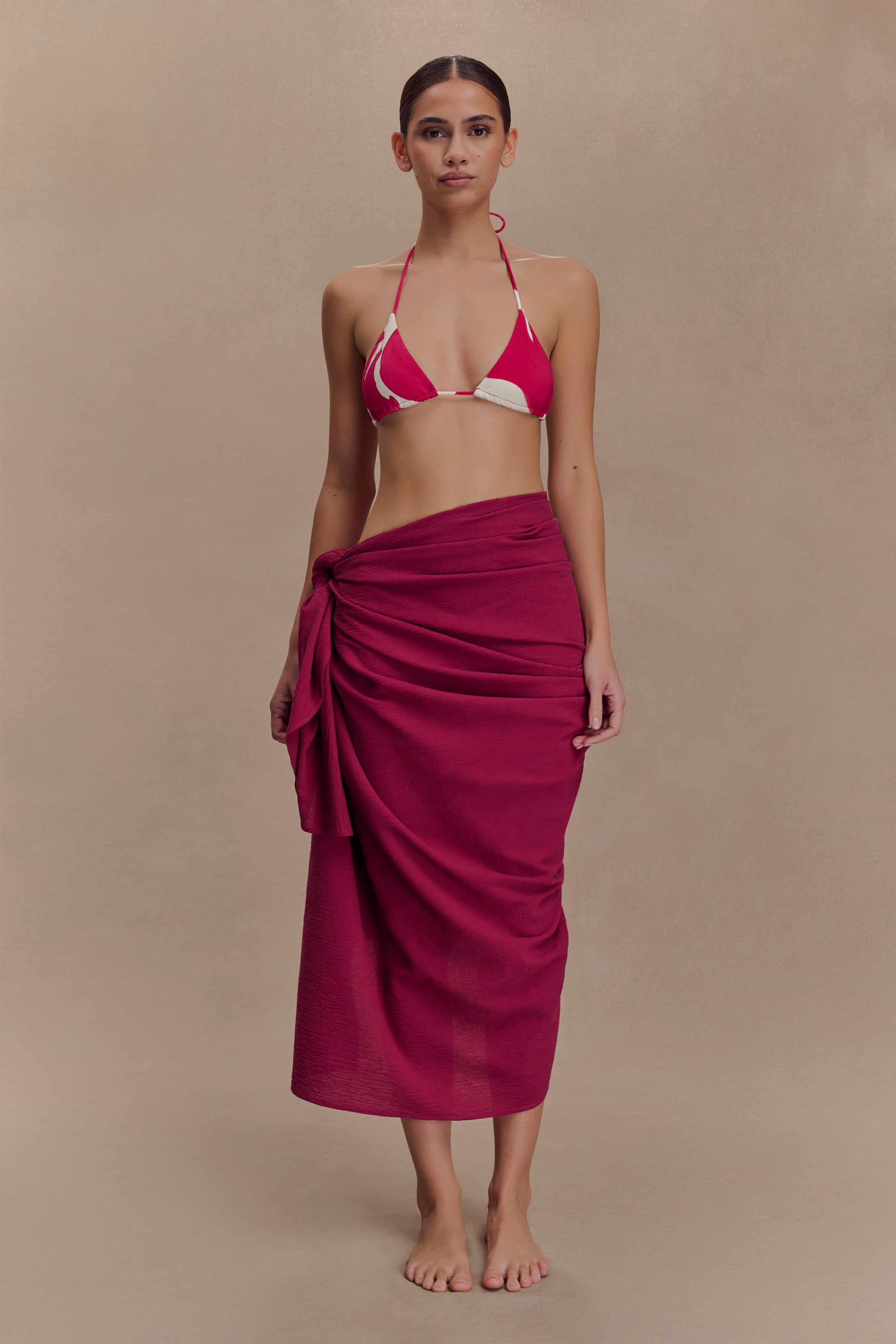 Evie Cotton Sarong - Wine | MESHKI US