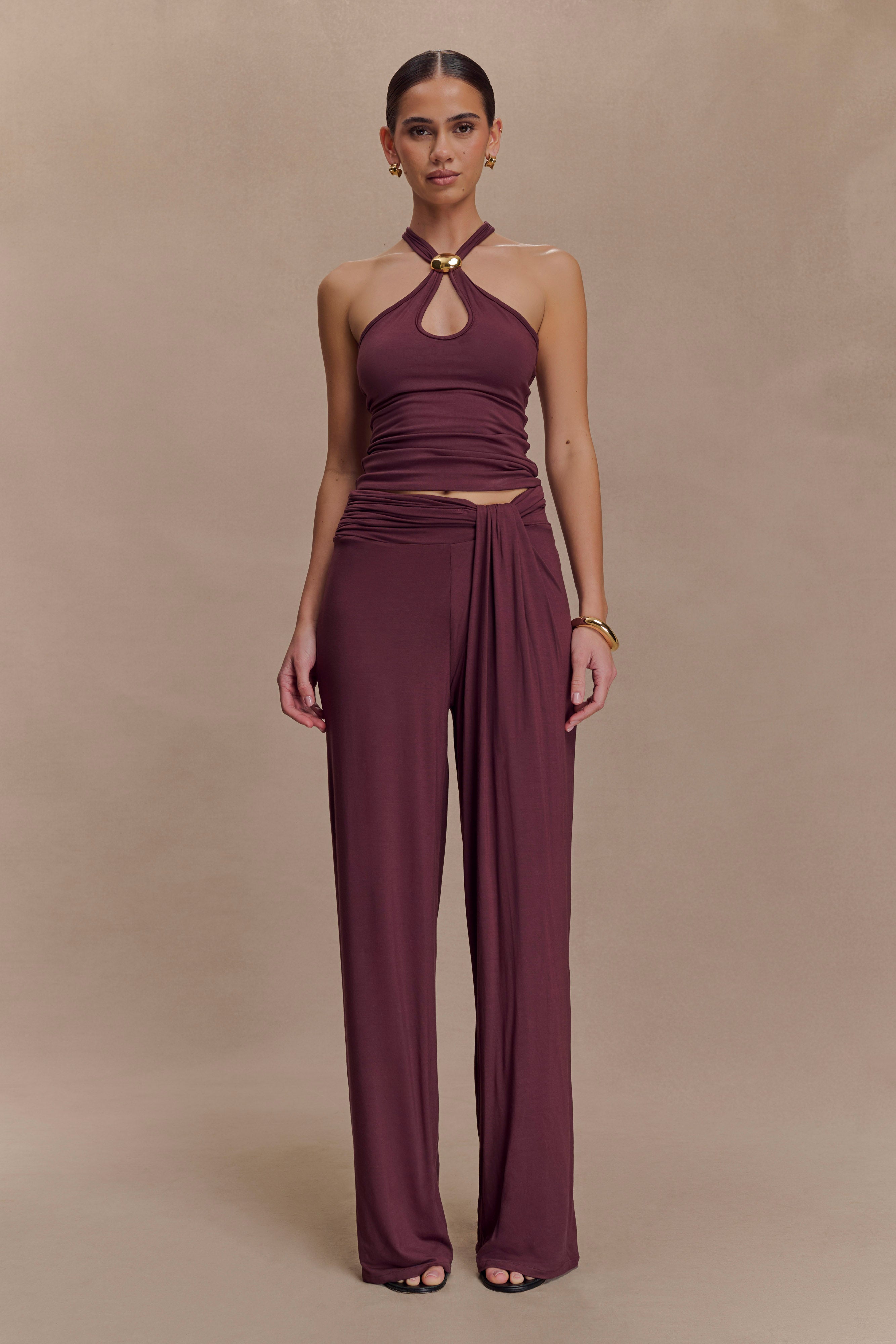 Ramona Modal Tank Top With Hardware - Mahogany | MESHKI US