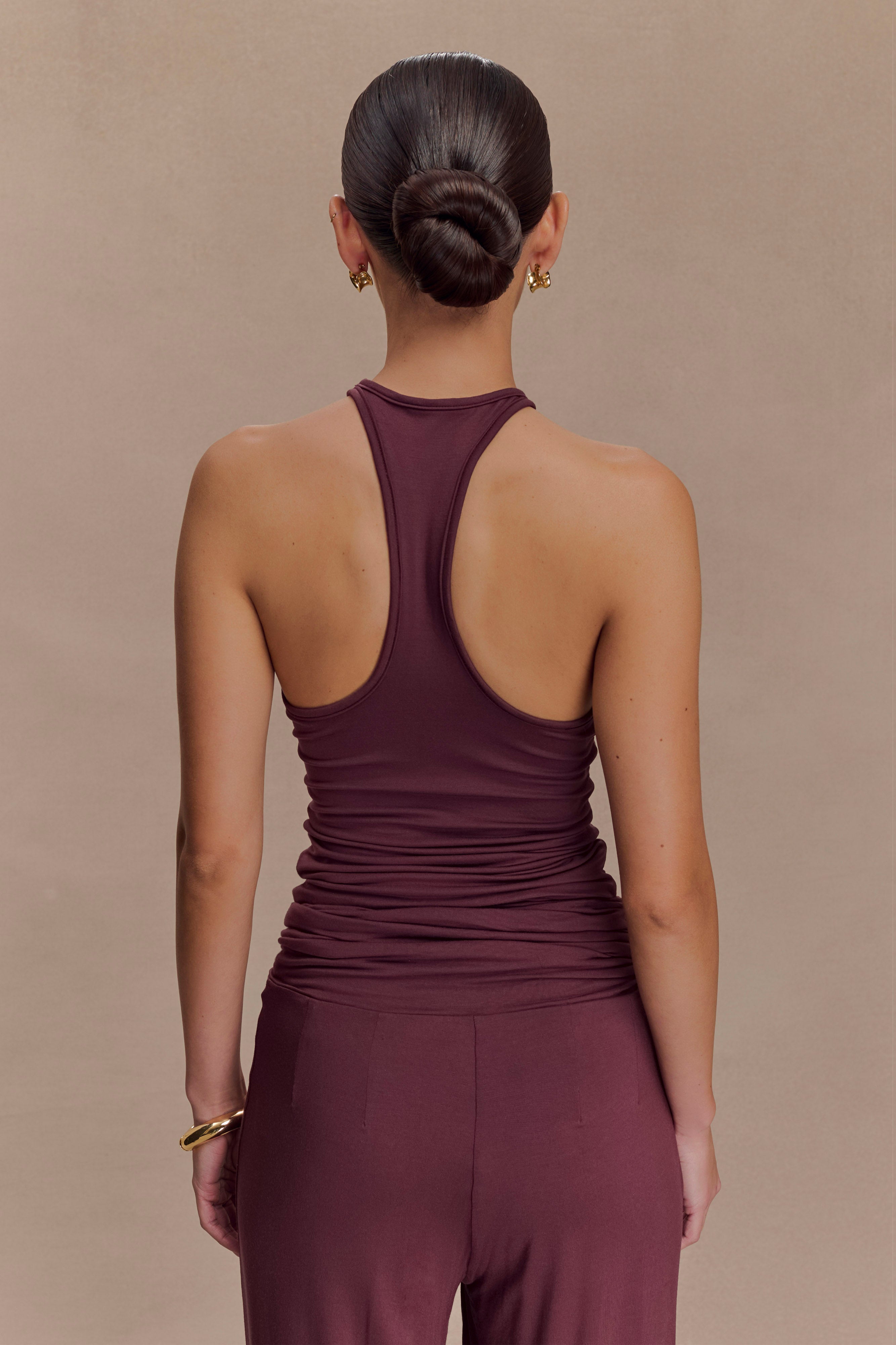 Ramona Modal Tank Top With Hardware - Mahogany | MESHKI US
