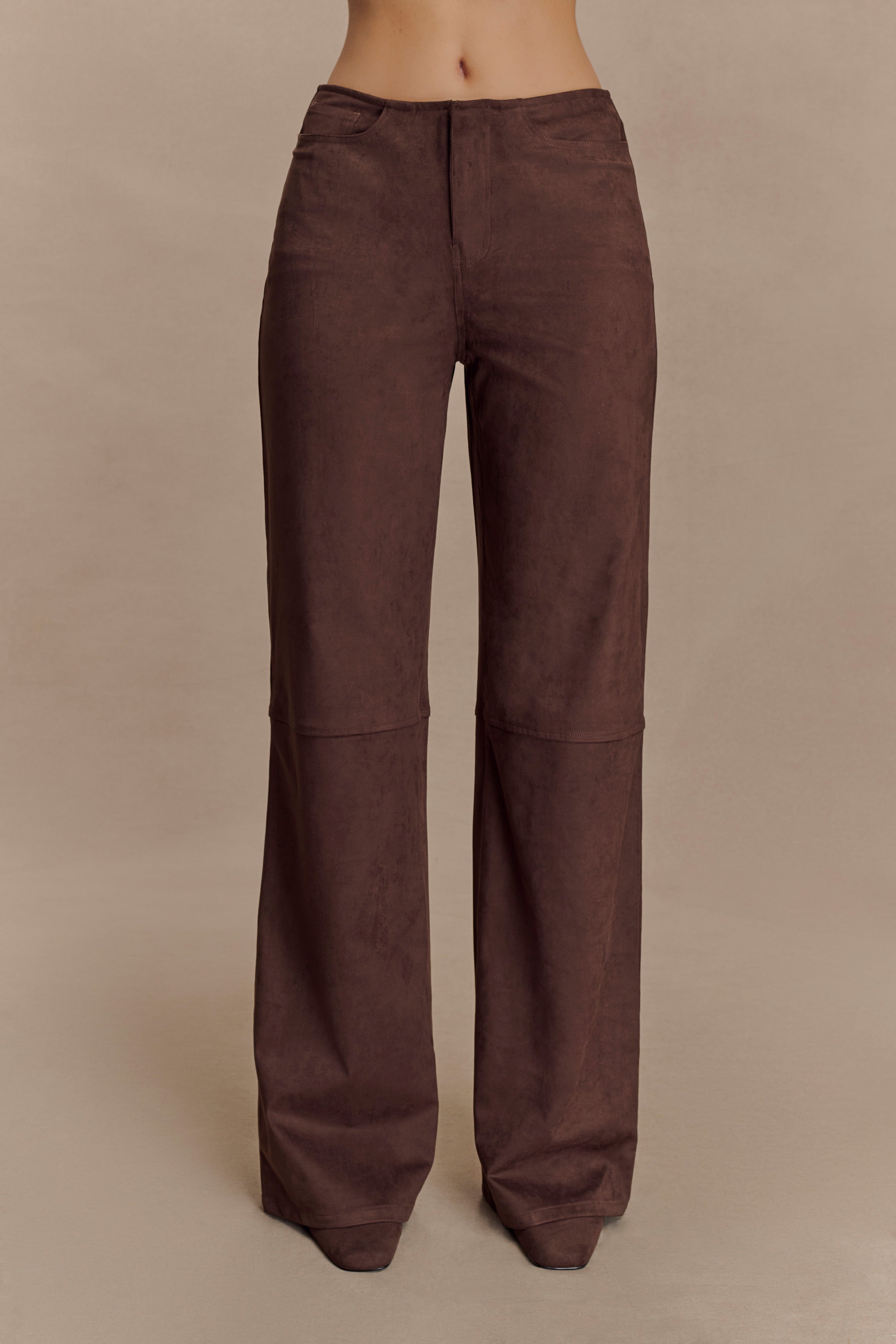 Logan Faux Suede Pants - Dark Chocolate | MESHKI US