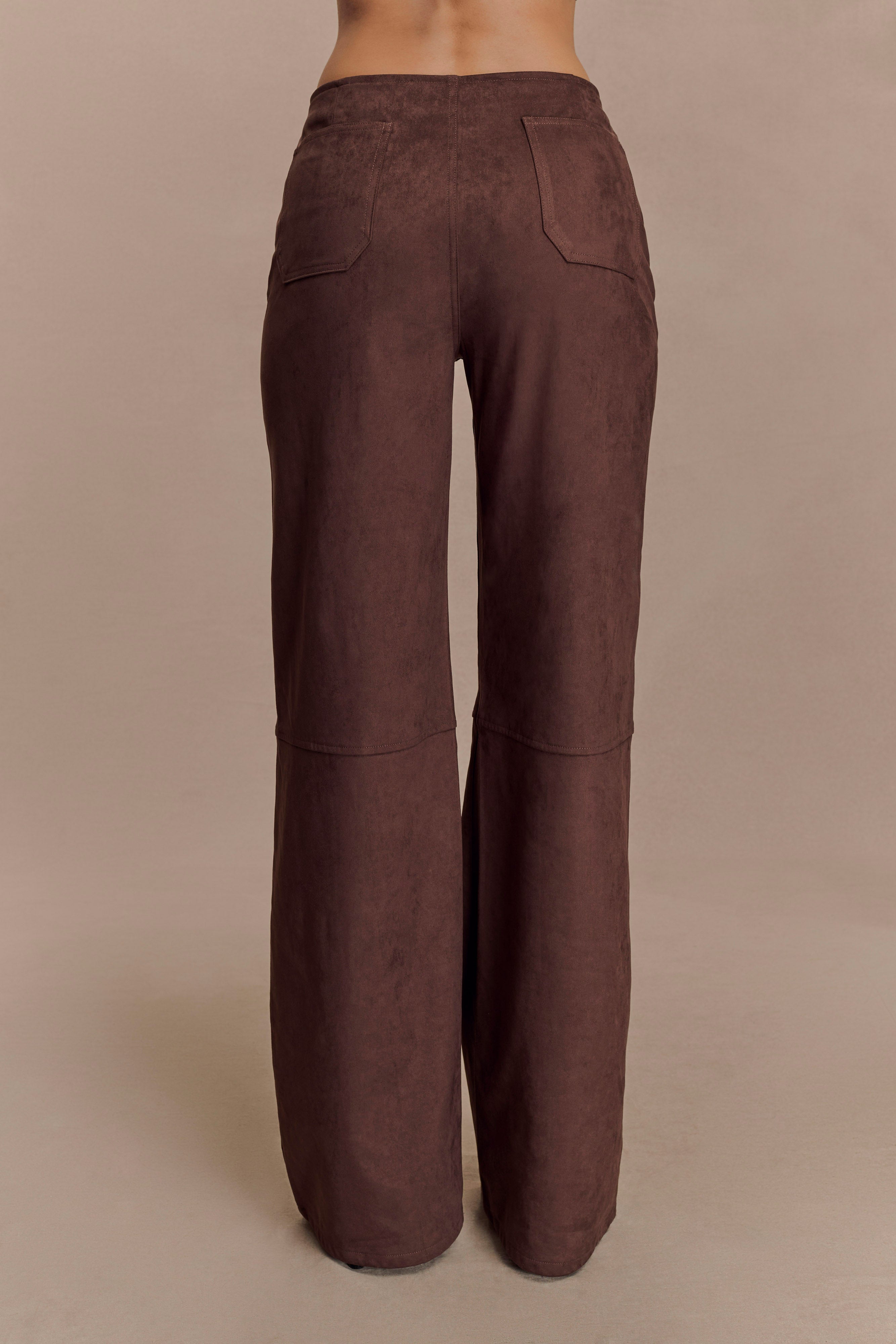 Logan Faux Suede Pants - Dark Chocolate | MESHKI US