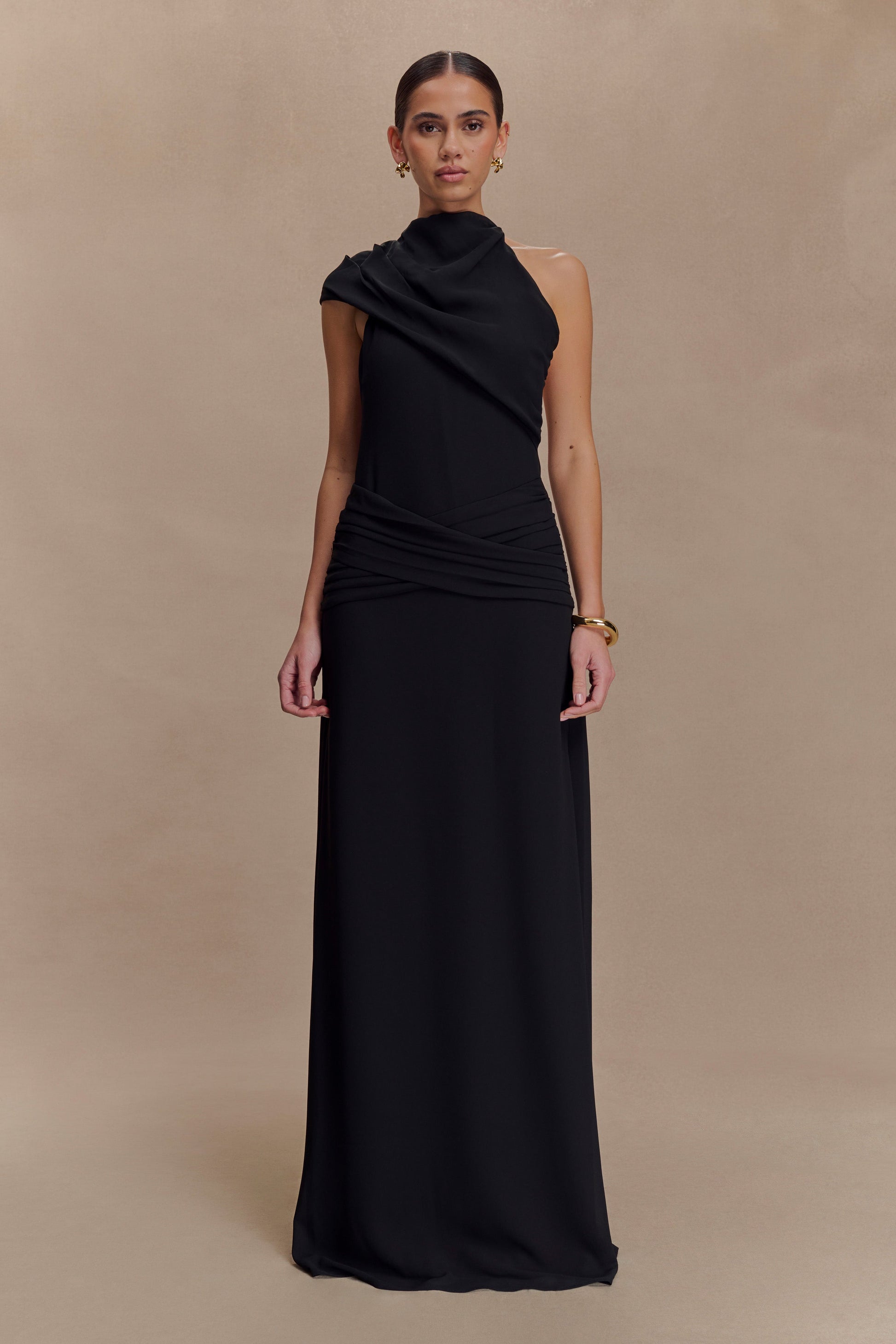 Analia Chiffon Maxi Dress / Black | MESHKI
