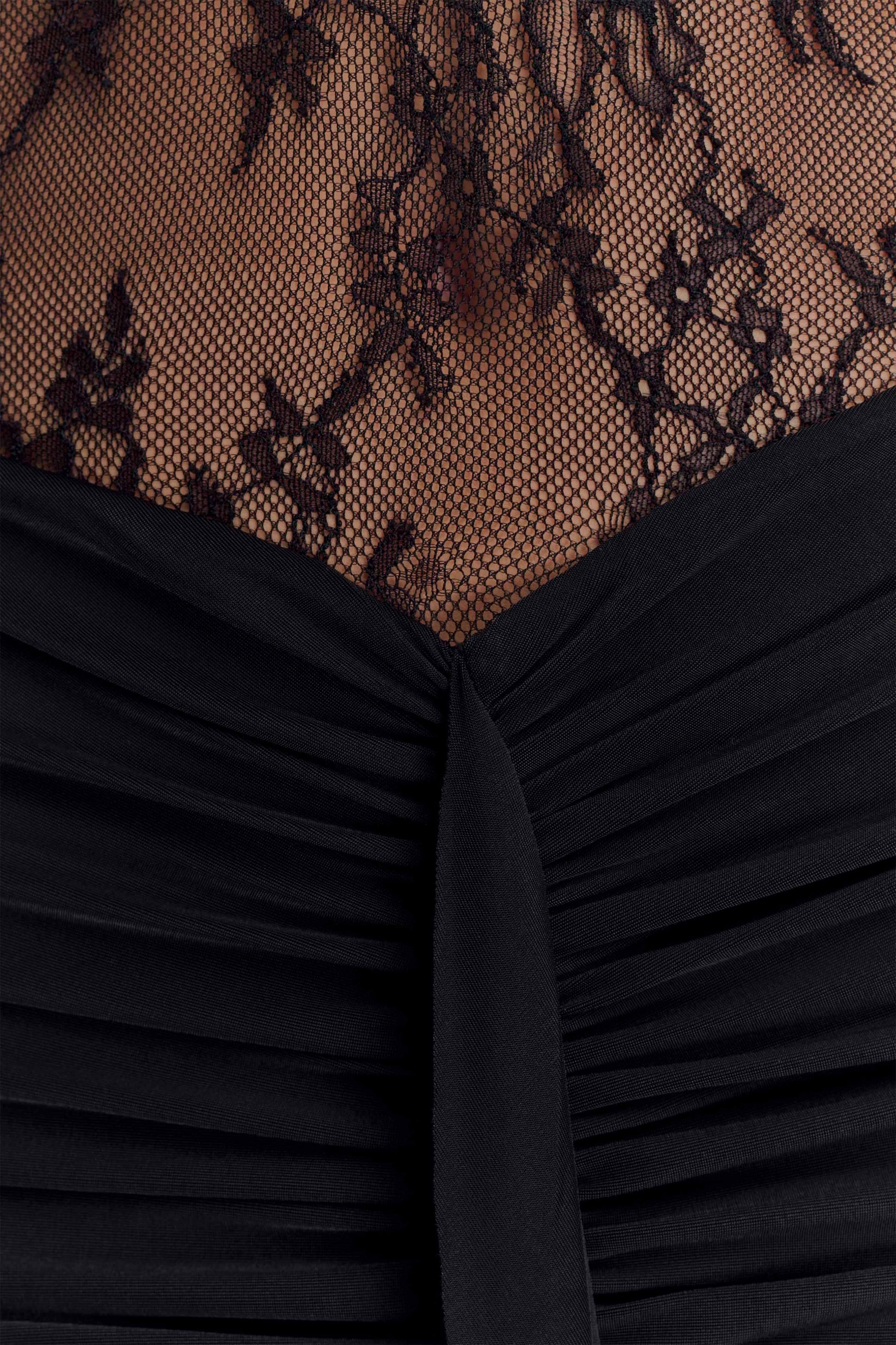 Bonnie Slinky And Lace Maxi Dress - Black | MESHKI US Bonnie Slinky And Lace Maxi Dress - Black | MESHKI US