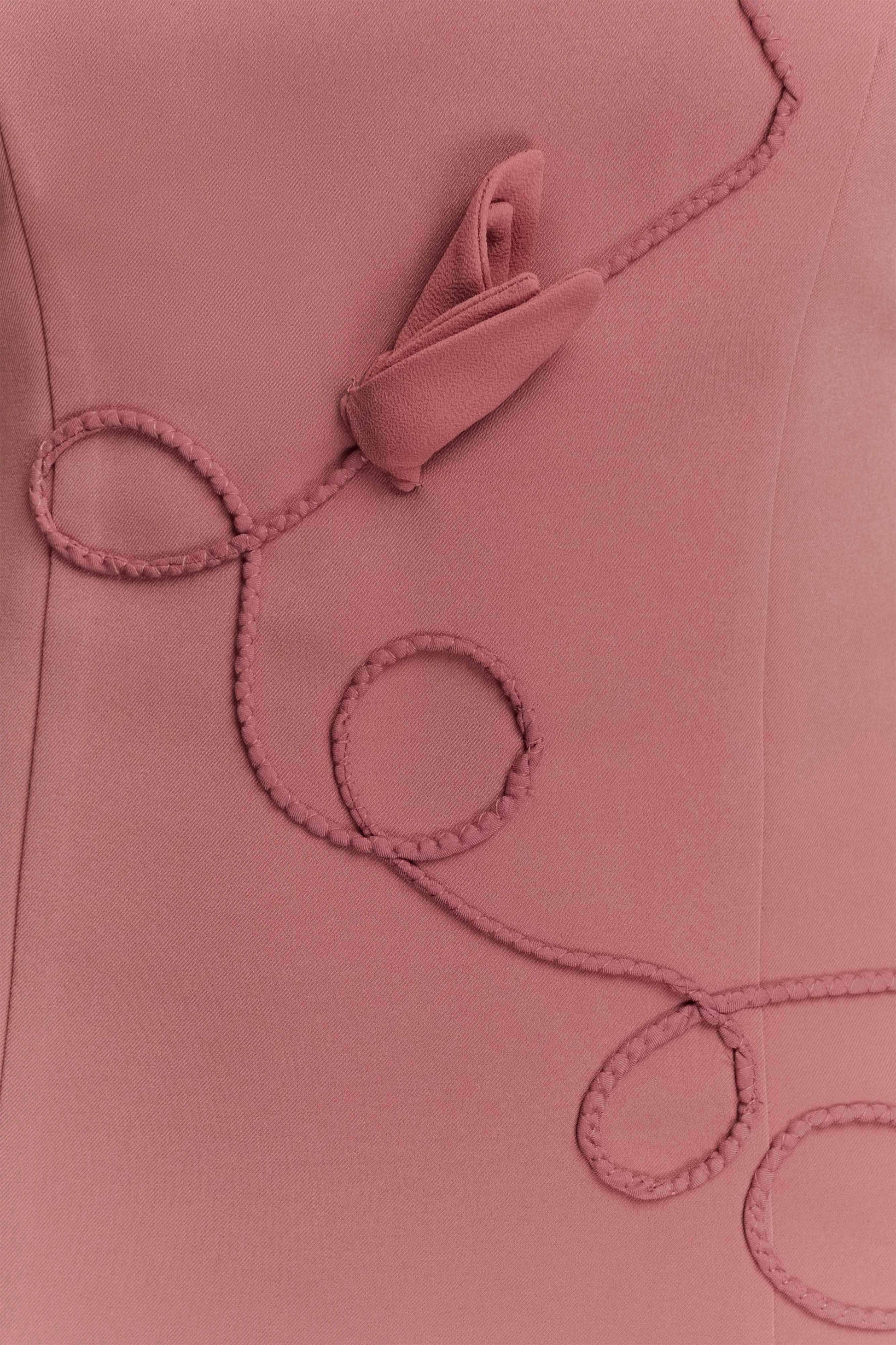 Virginia Suiting Embroidered Midi Dress / Burnt Rose | Meshki | XXS Virginia Suiting Embroidered Midi Dress / Burnt Rose | Meshki | XXS