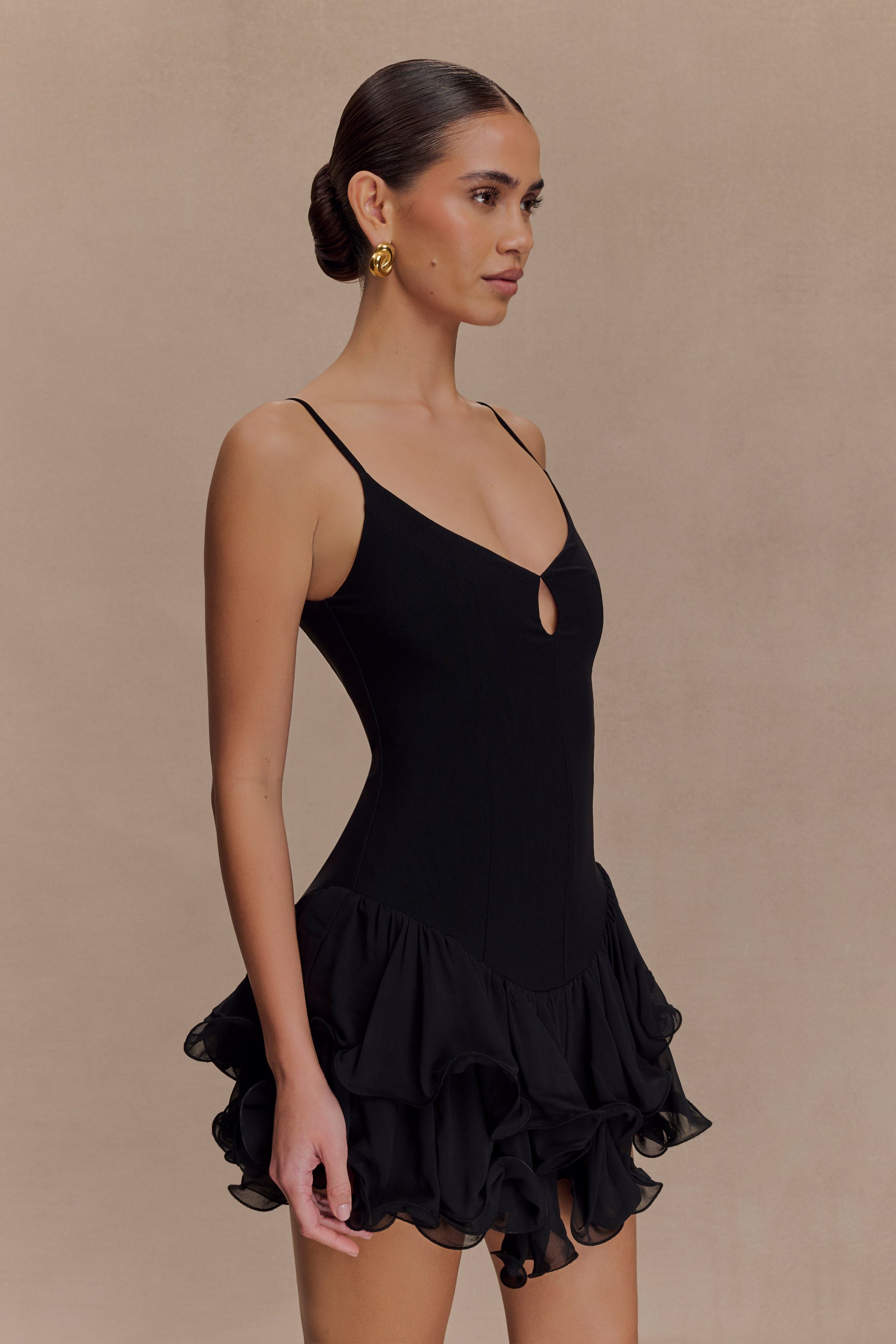 Calantha Ruffle Mesh Mini Dress / Black | Meshki | S Calantha Ruffle Mesh Mini Dress / Black | Meshki | S