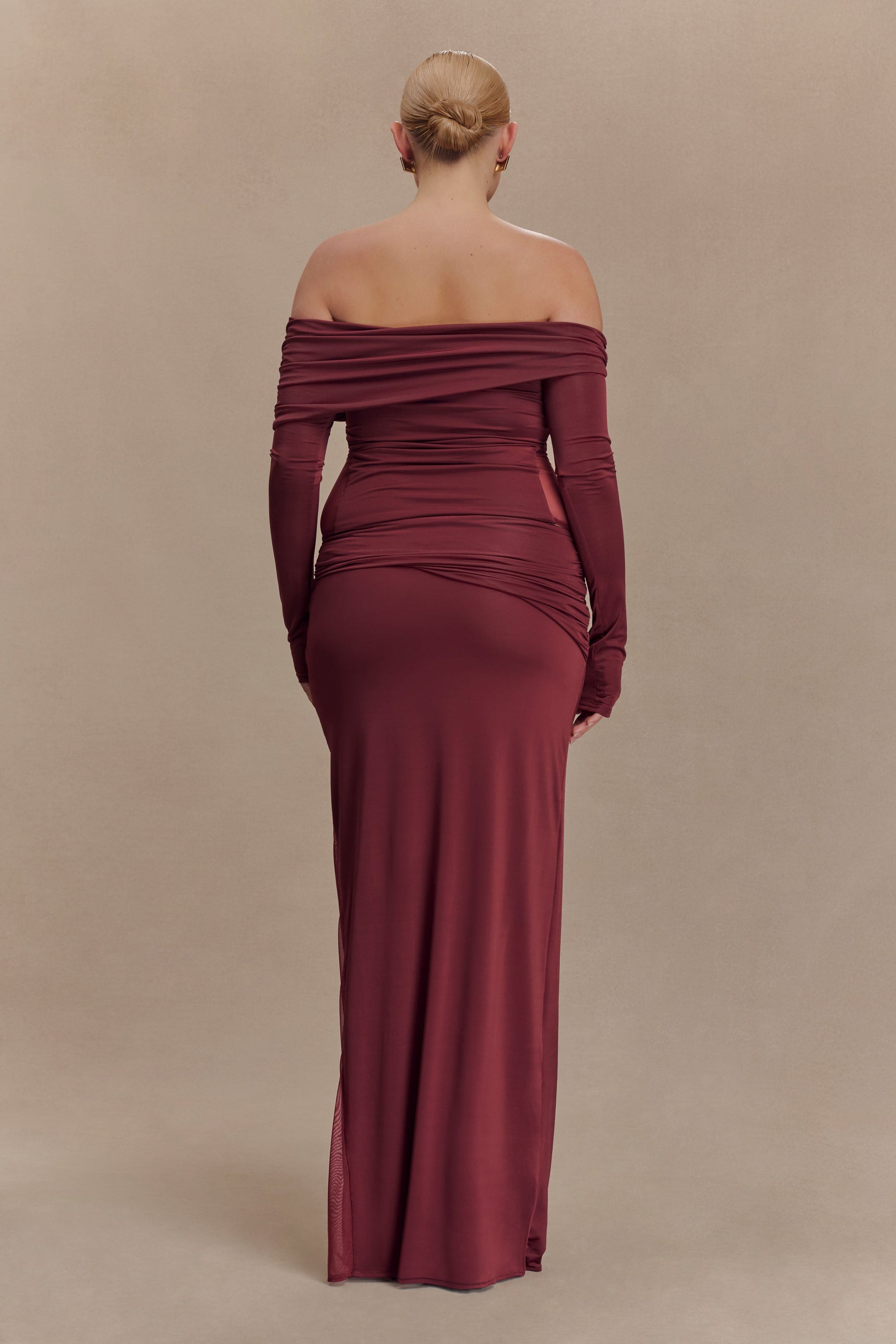 Judy Slinky And Mesh Maxi Skirt - Wine #6