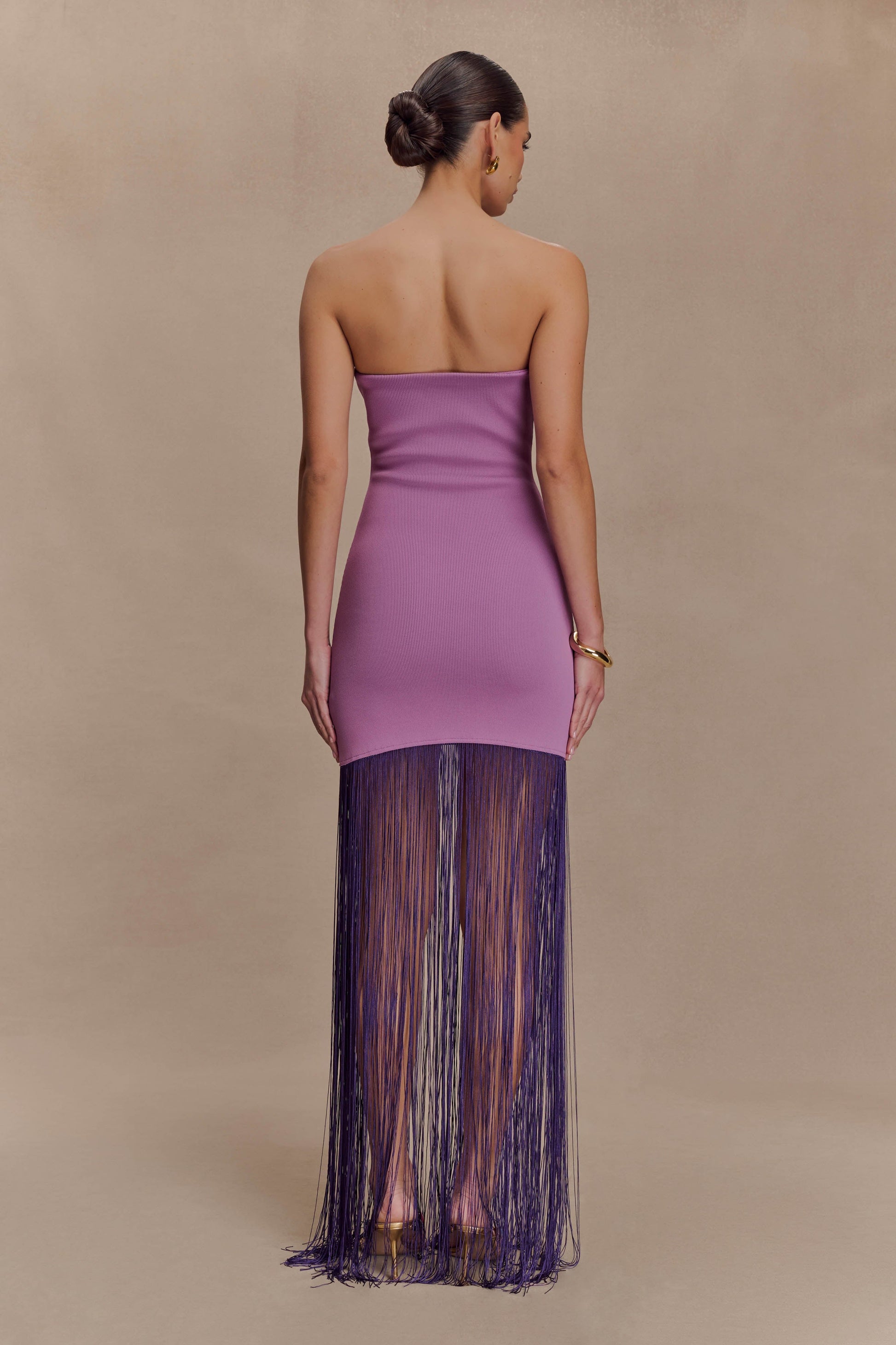 Koah Fringe Bandage Knit Maxi Dress - Purple | MESHKI US Koah Fringe Bandage Knit Maxi Dress - Purple | MESHKI US