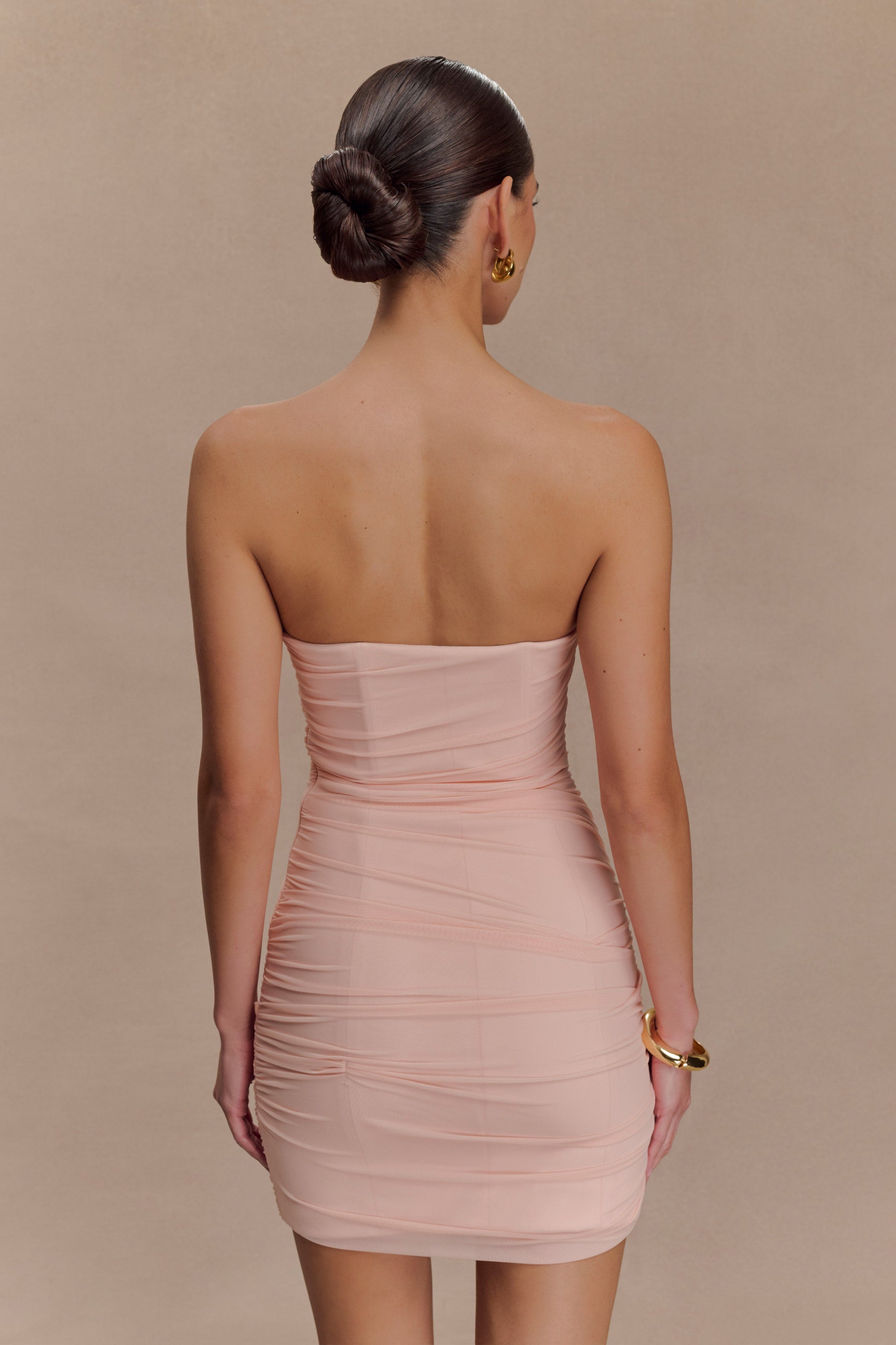 Jianna Strapless Mesh Mini Dress / Powder Pink | Meshki | 3XL Jianna Strapless Mesh Mini Dress / Powder Pink | Meshki | 3XL
