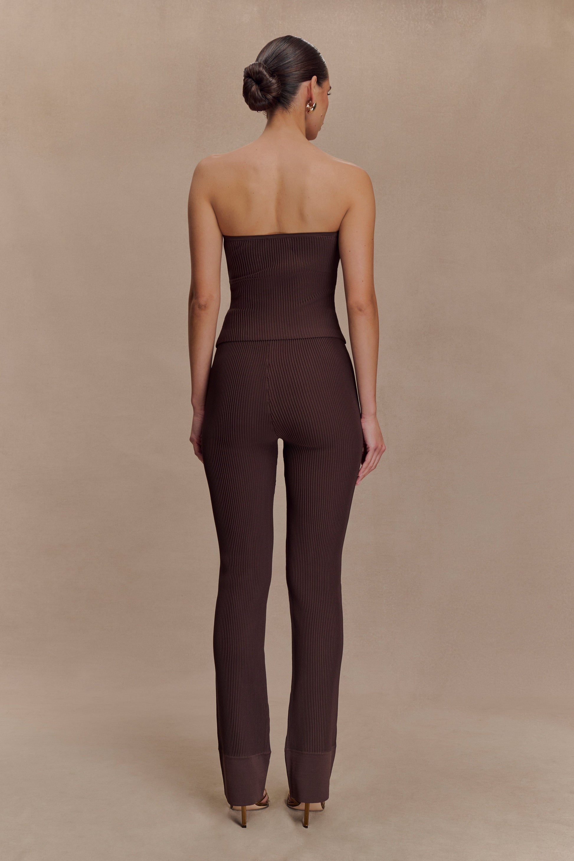Elodie Ribbed Knit Pants / Chocolate | MESHKI | M Elodie Ribbed Knit Pants / Chocolate | MESHKI | M