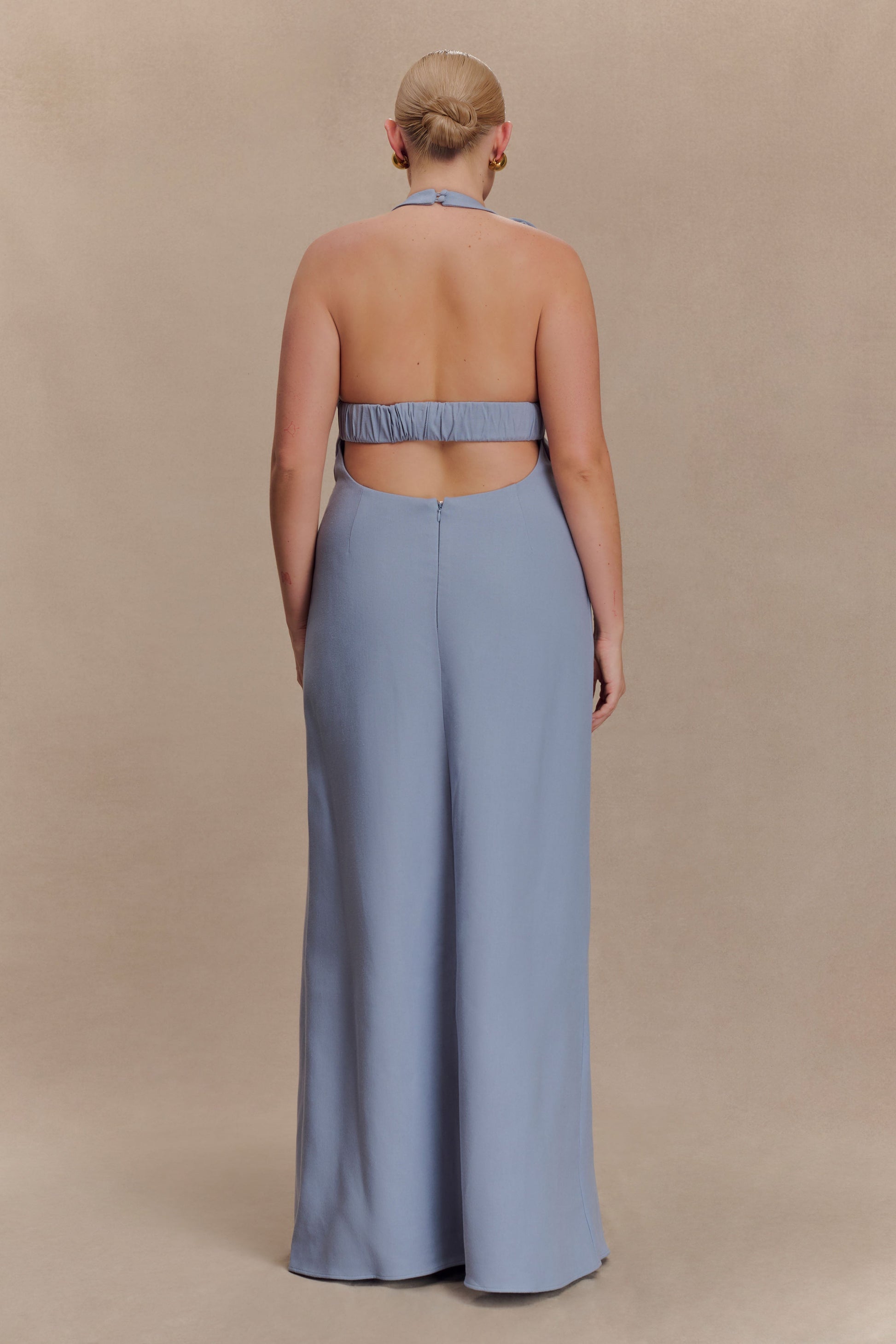 Carolyn Linen Bubble Maxi Dress / Misty Blue | MESHKI