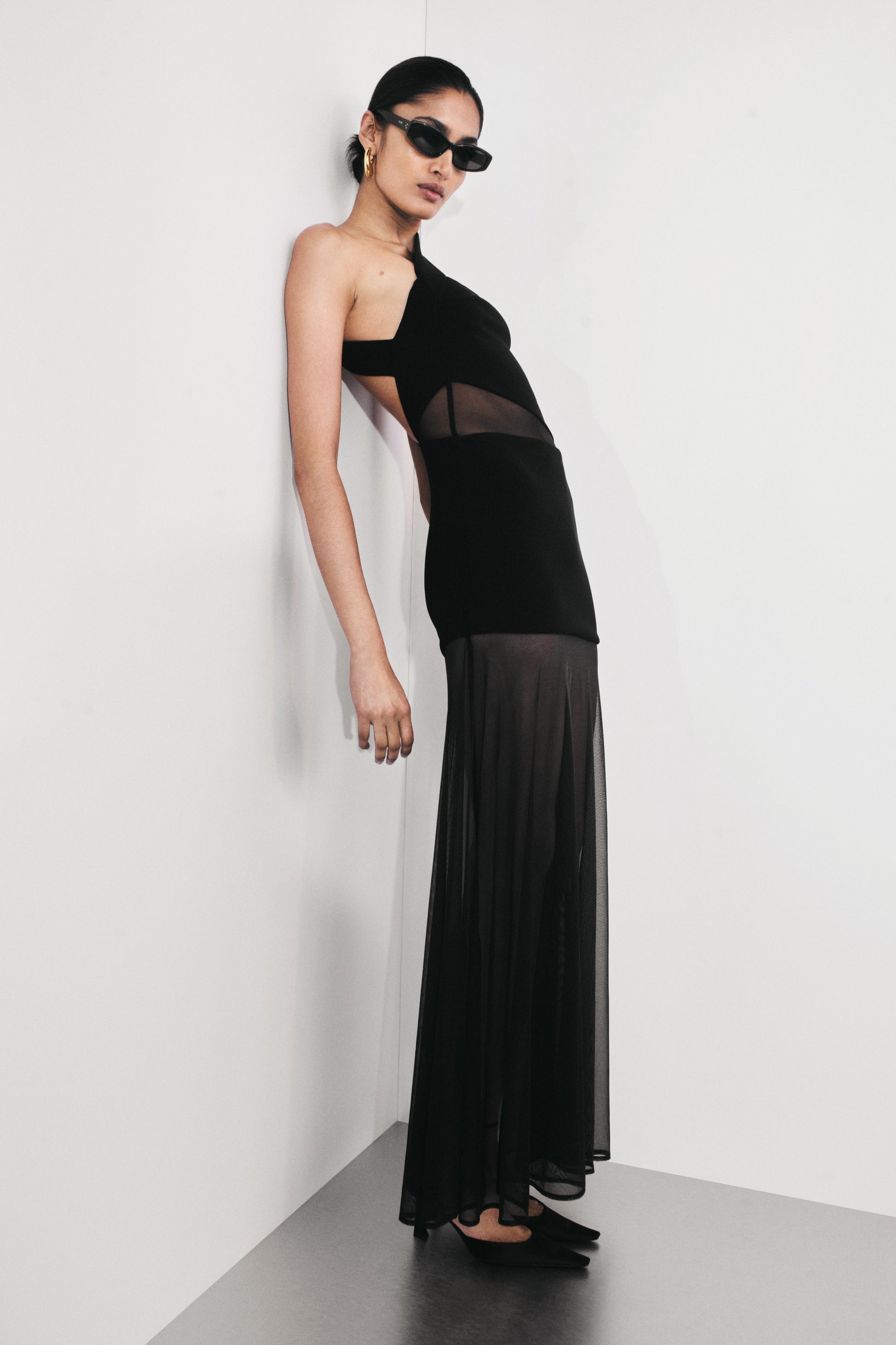 Vashti Cut Out Mesh Maxi Dress - Black #7