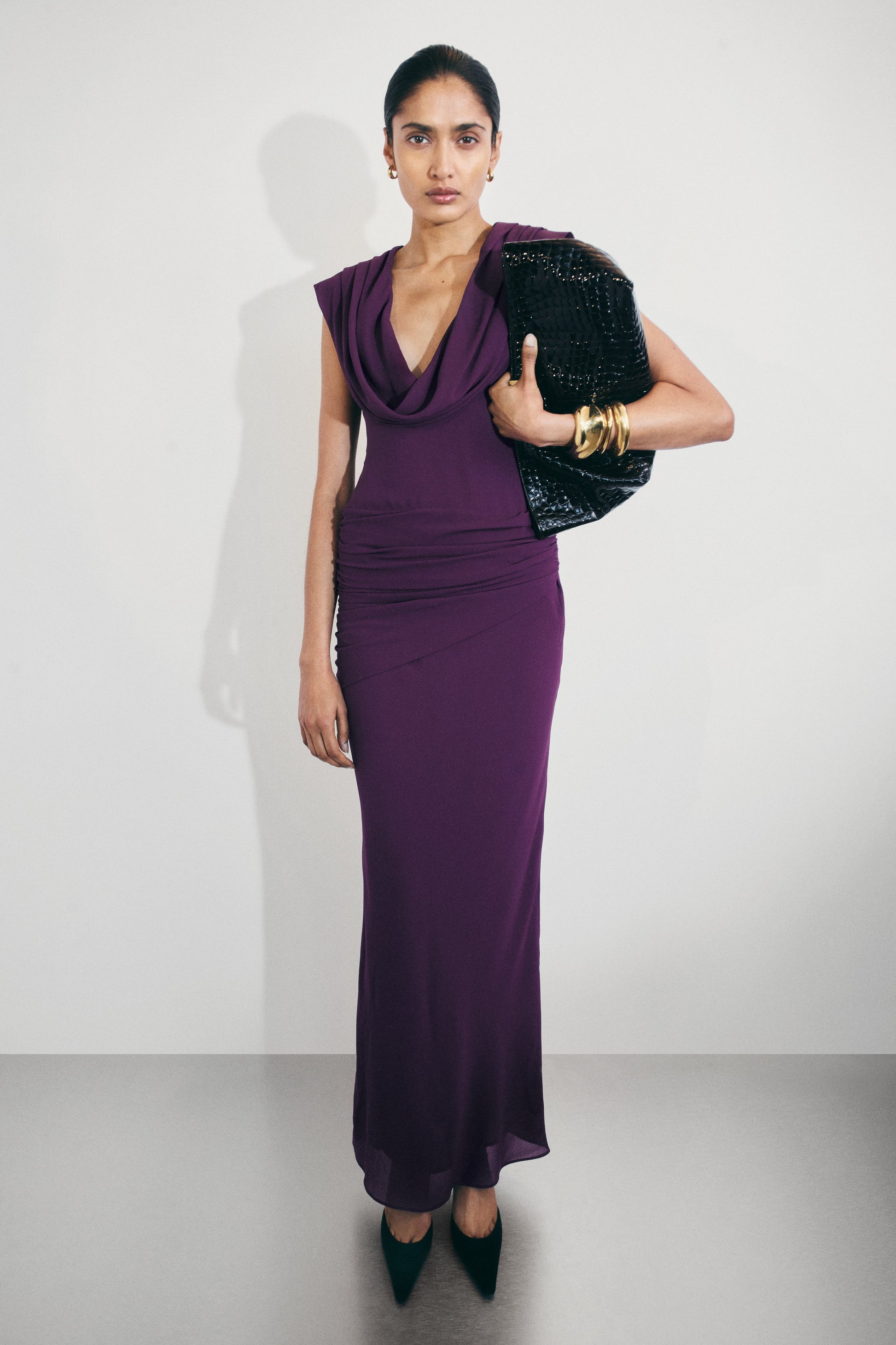 Giulia Chiffon Draped Maxi Dress - Purple | MESHKI US Giulia Chiffon Draped Maxi Dress - Purple | MESHKI US