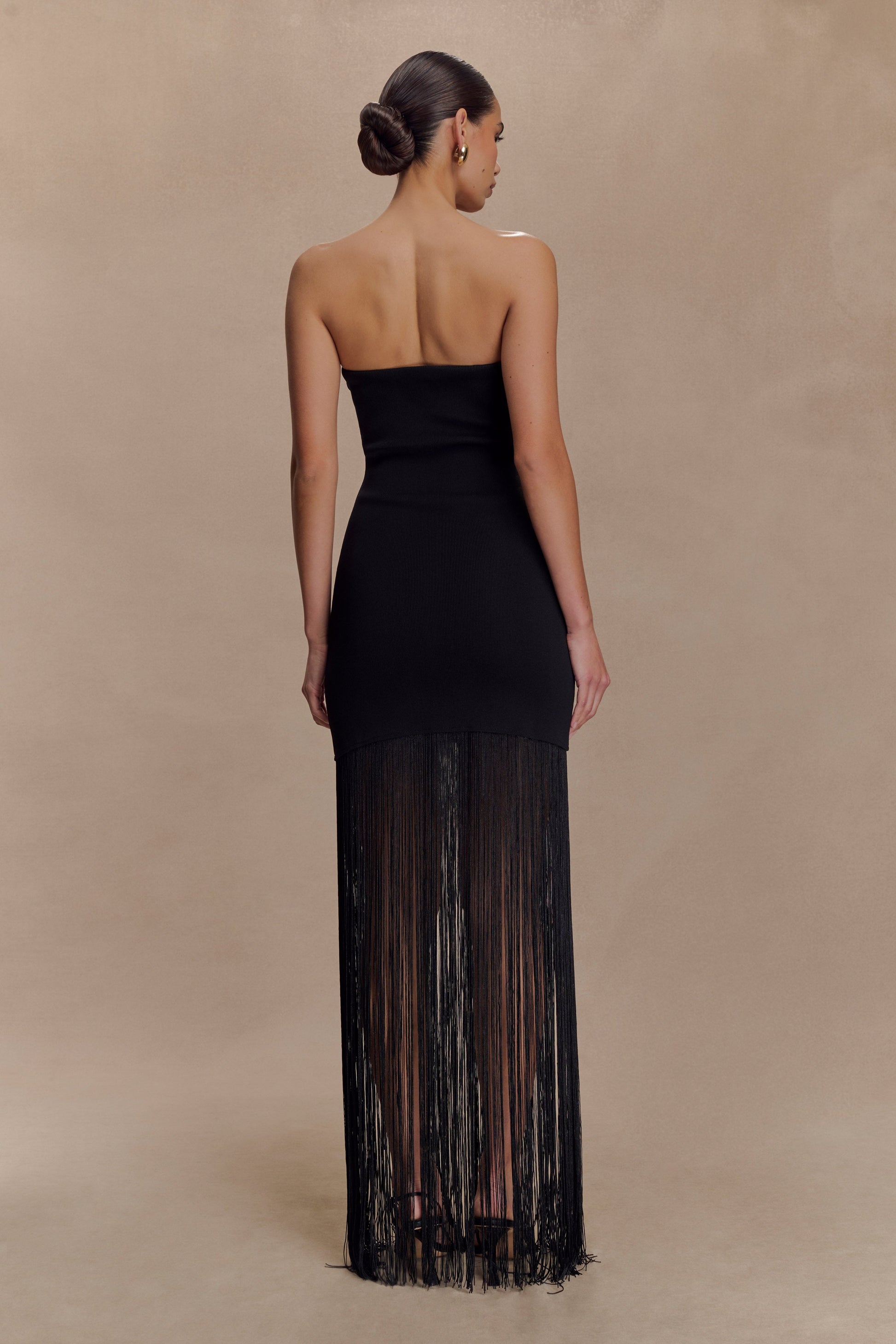 Koah Fringe Bandage Knit Maxi Dress - Black #3