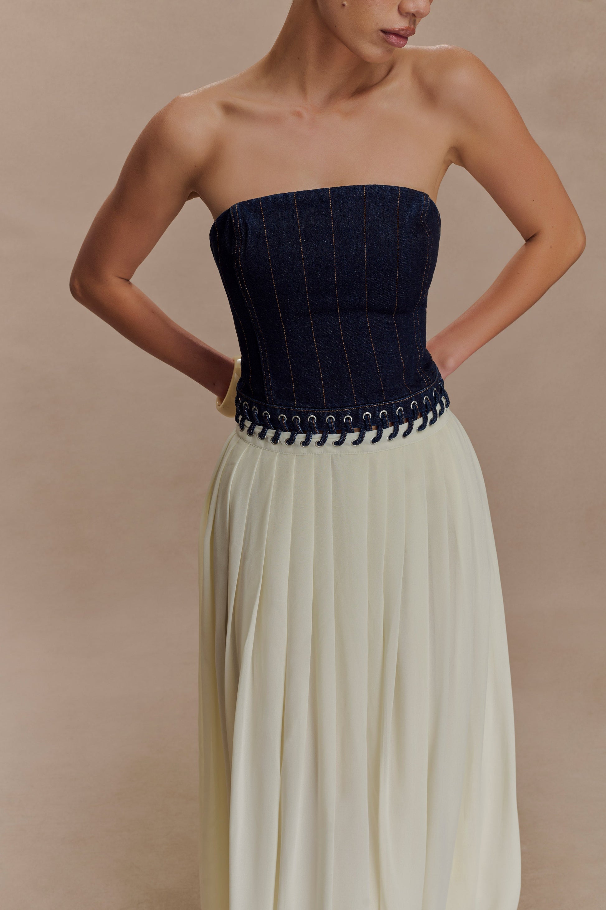 Suella Chiffon Denim Maxi Dress - Indigo Blue Suella Chiffon Denim Maxi Dress - Indigo Blue
