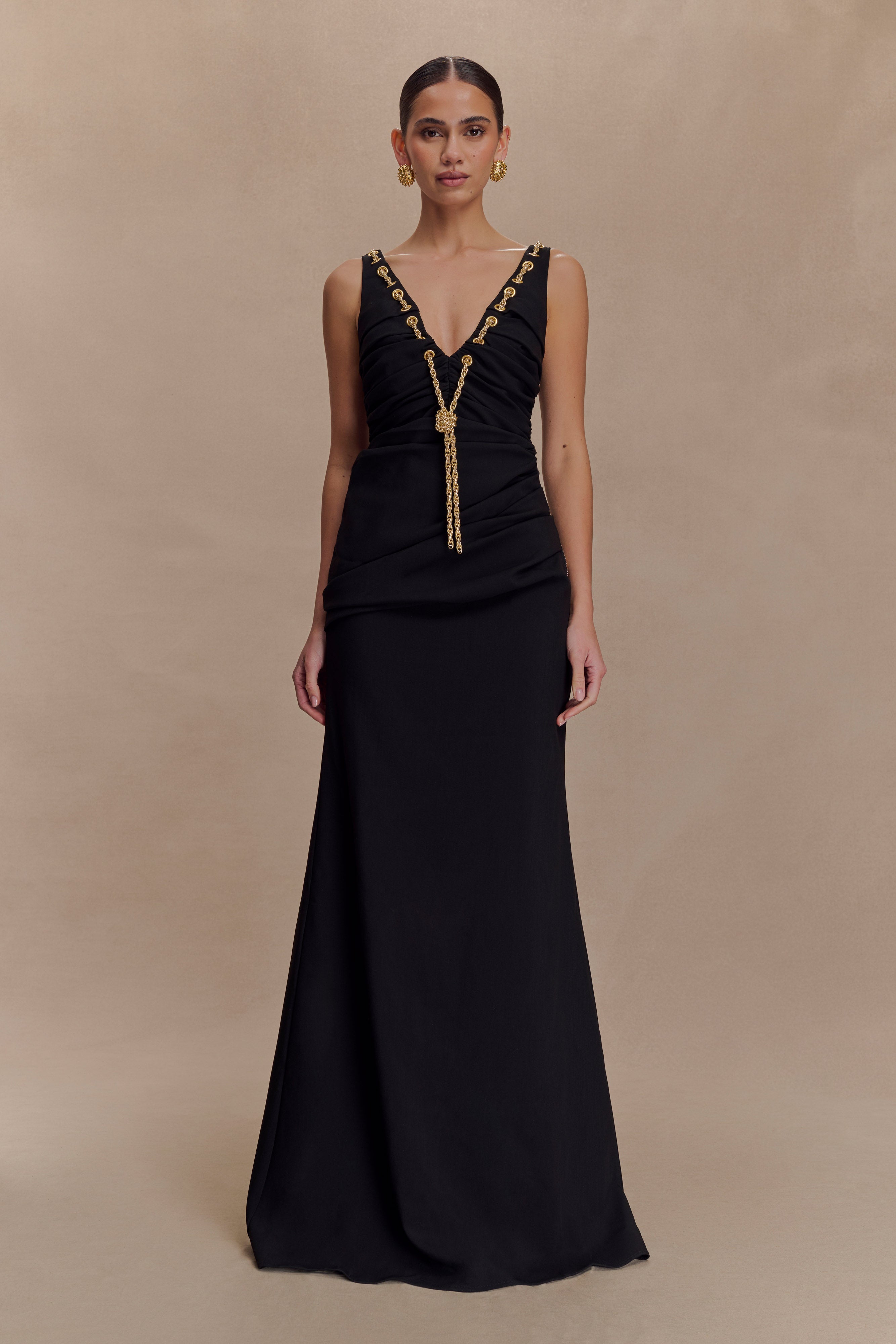 Axton Low Neck Maxi Dress - Black | MESHKI US