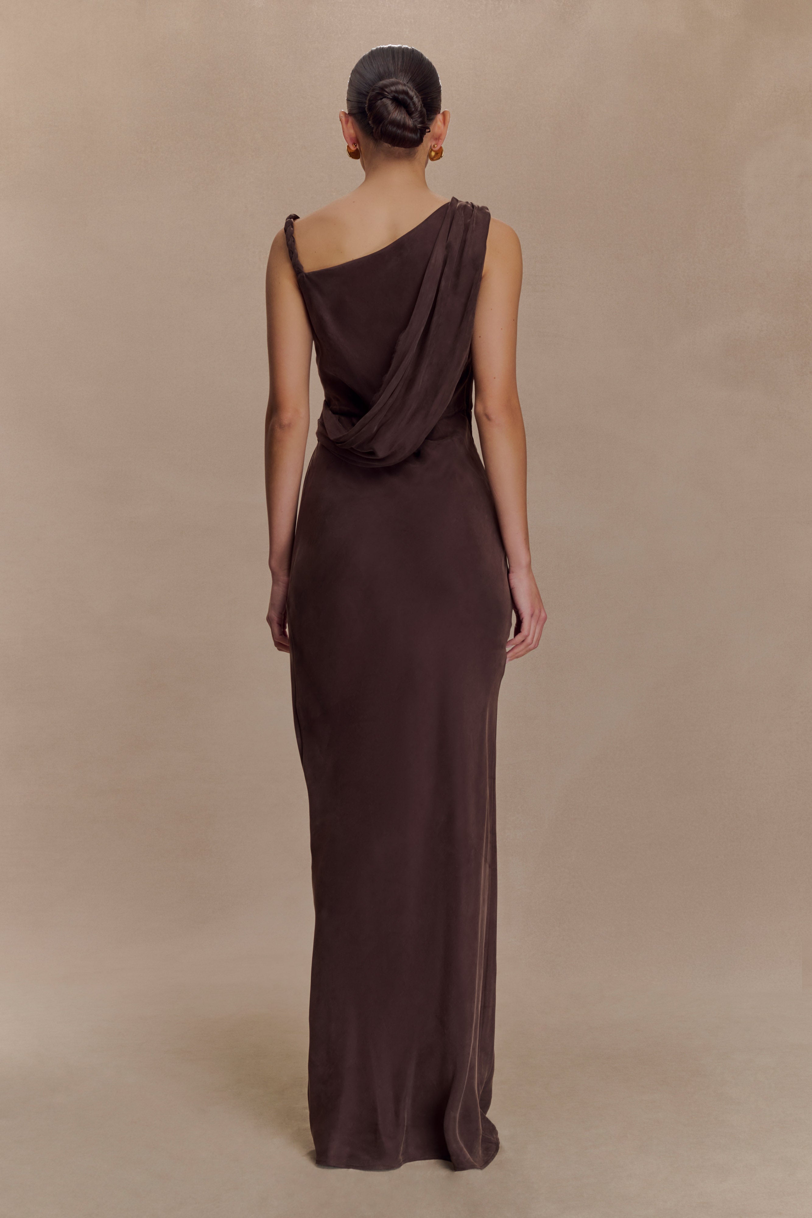 Lorieanne Draped Maxi Dress - Dark Chocolate | MESHKI US