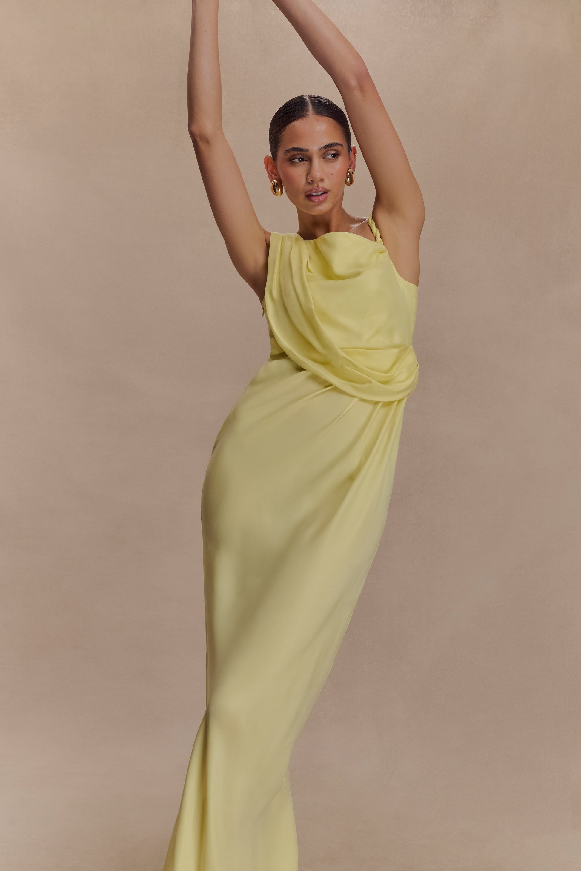 Lorieanne Draped Maxi Dress / Lemon | MESHKI