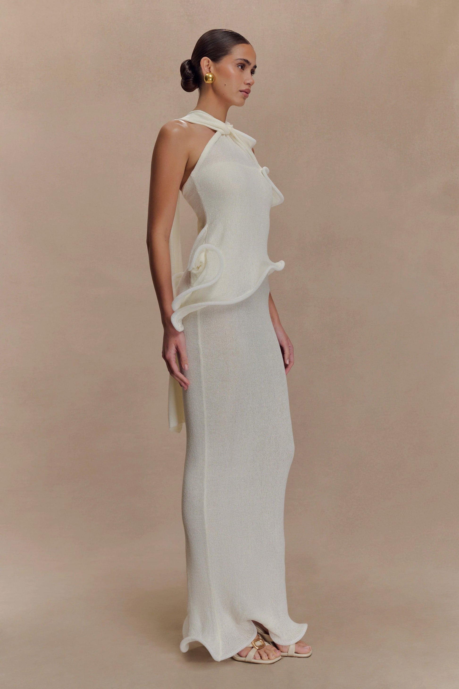 caprice halter knit maxi dress Blue dream Dress @meshki Caprice Halter Knit Maxi Dress