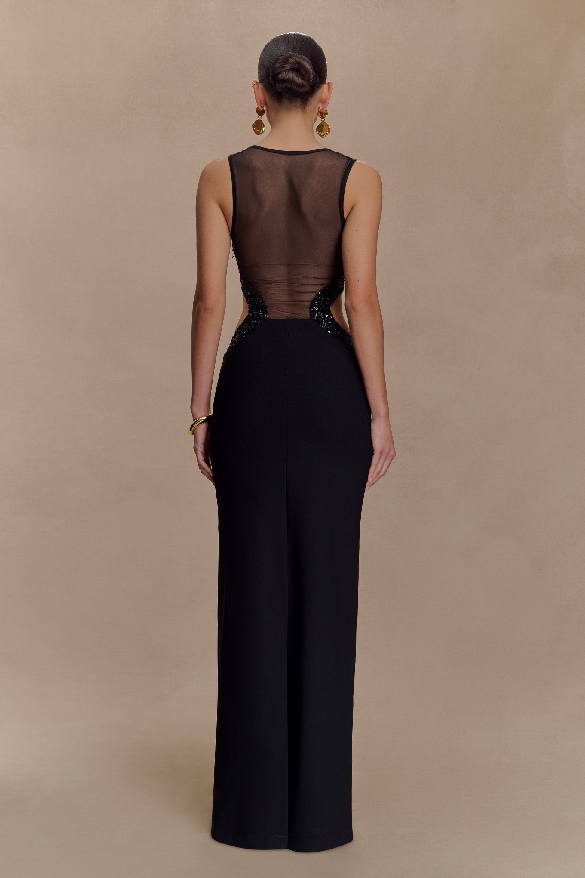 black beaded dress Angelique Beaded Crepe Maxi Dress / Black | MESHKI