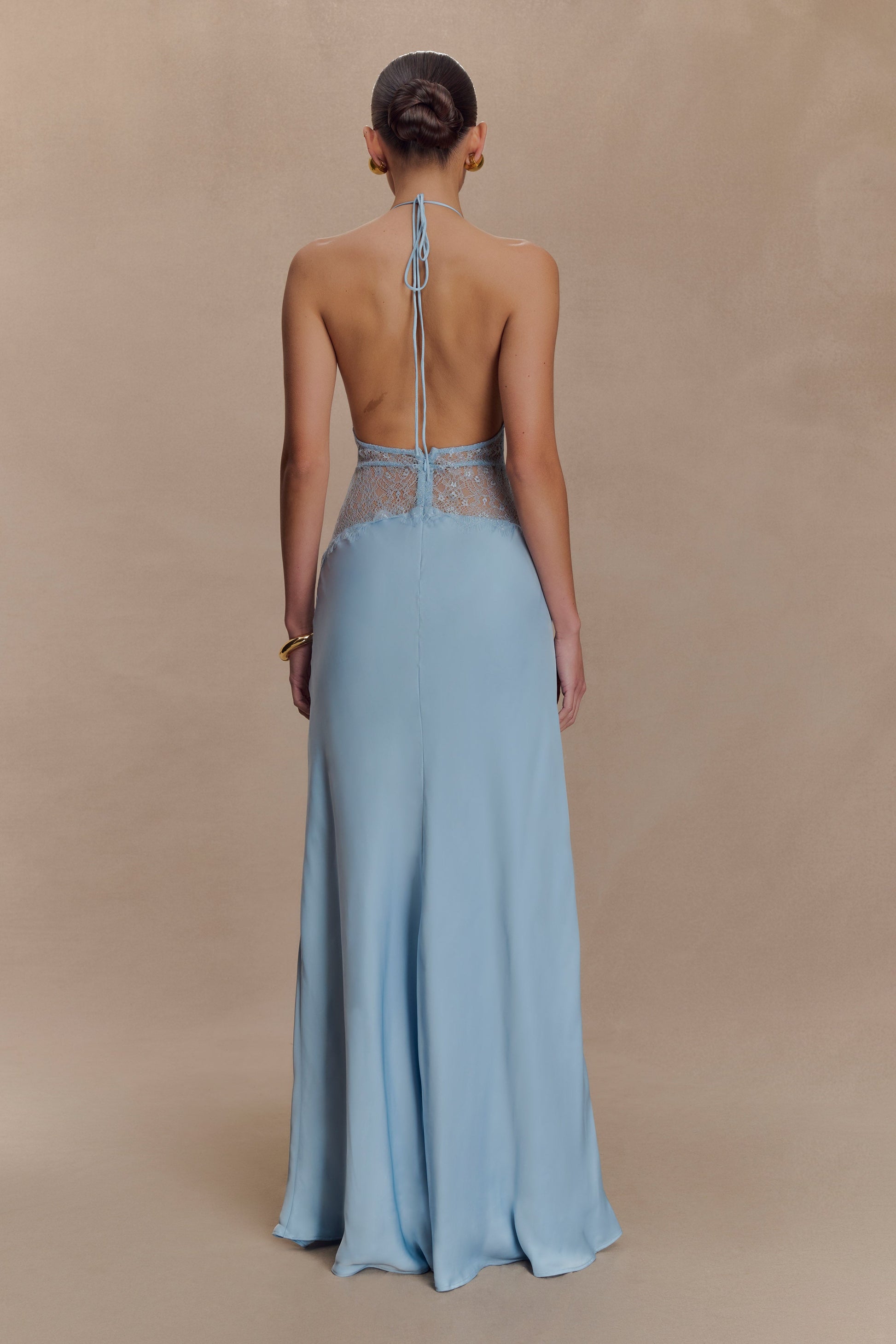 Dinah Lace And Satin Maxi Dress / Cornflower Blue | MESHKI