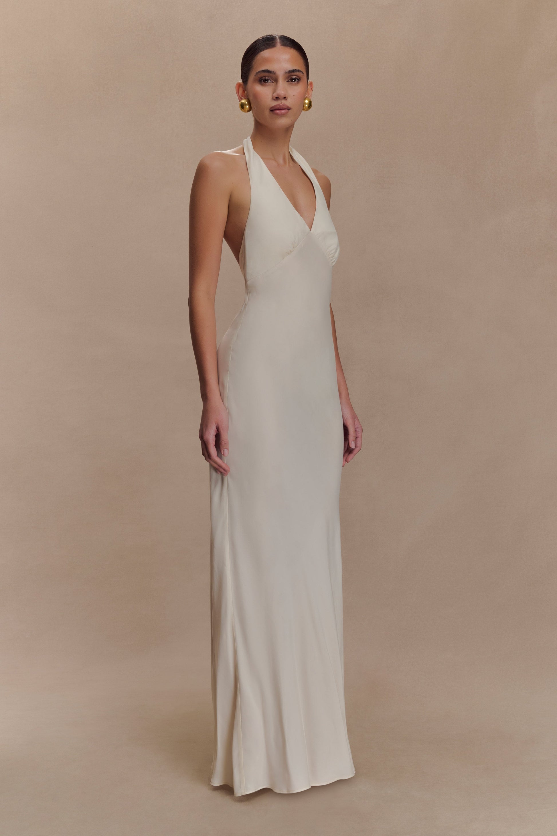 Louisiana Halter Maxi Dress / Ivory | Meshki | XXS Louisiana Halter Maxi Dress / Ivory | Meshki | XXS