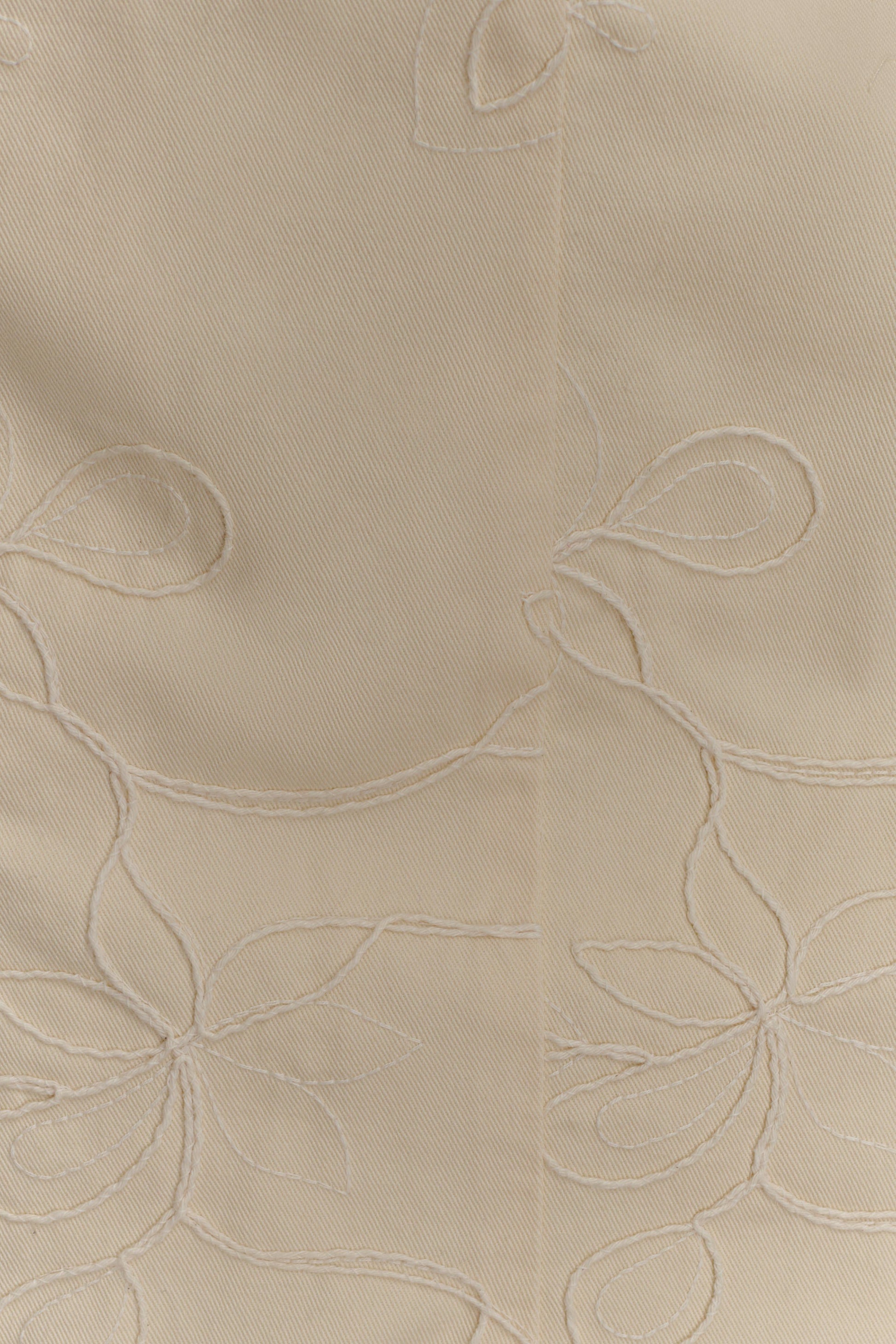 Ebony Embroidered Denim Mini Dress / Cream | Meshki | Xs Ebony Embroidered Denim Mini Dress / Cream | Meshki | Xs
