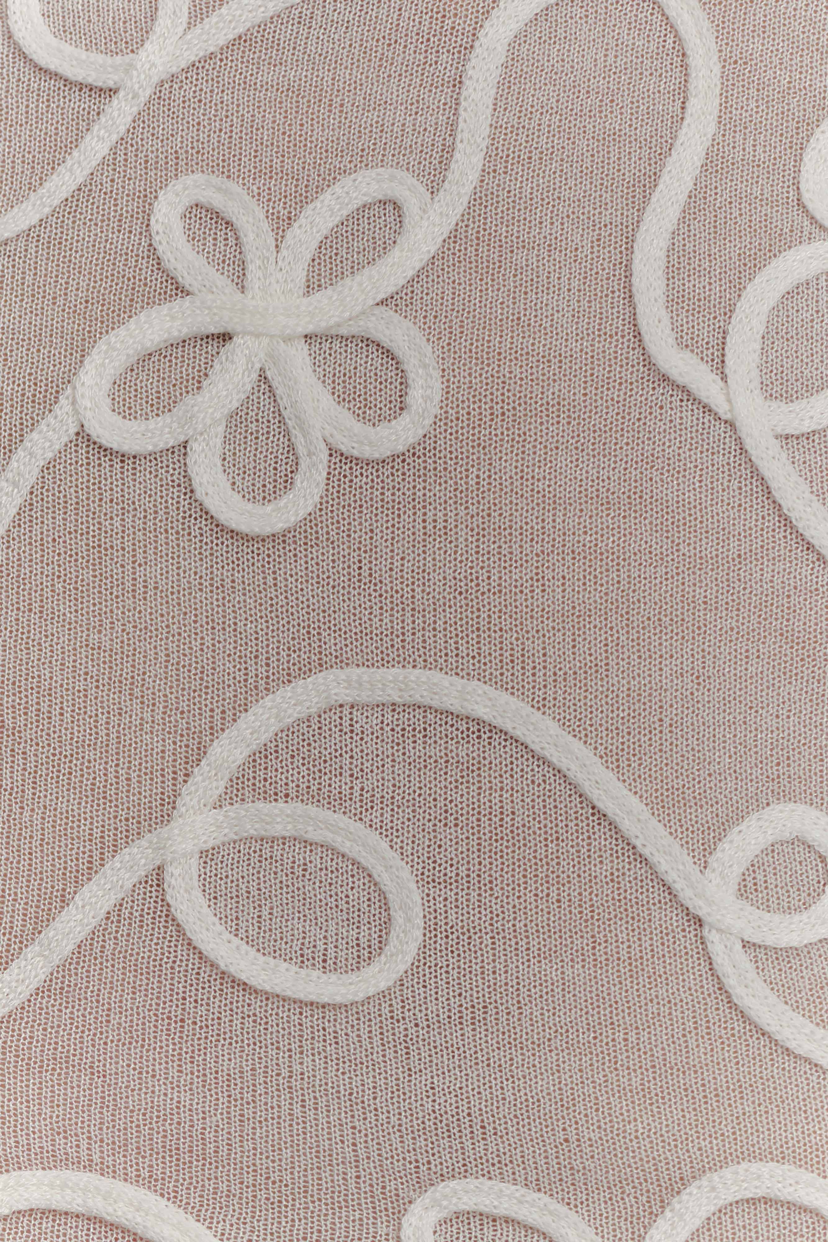 Omari Embroidery Long Sleeve Knit Top - Ivory | MESHKI US
