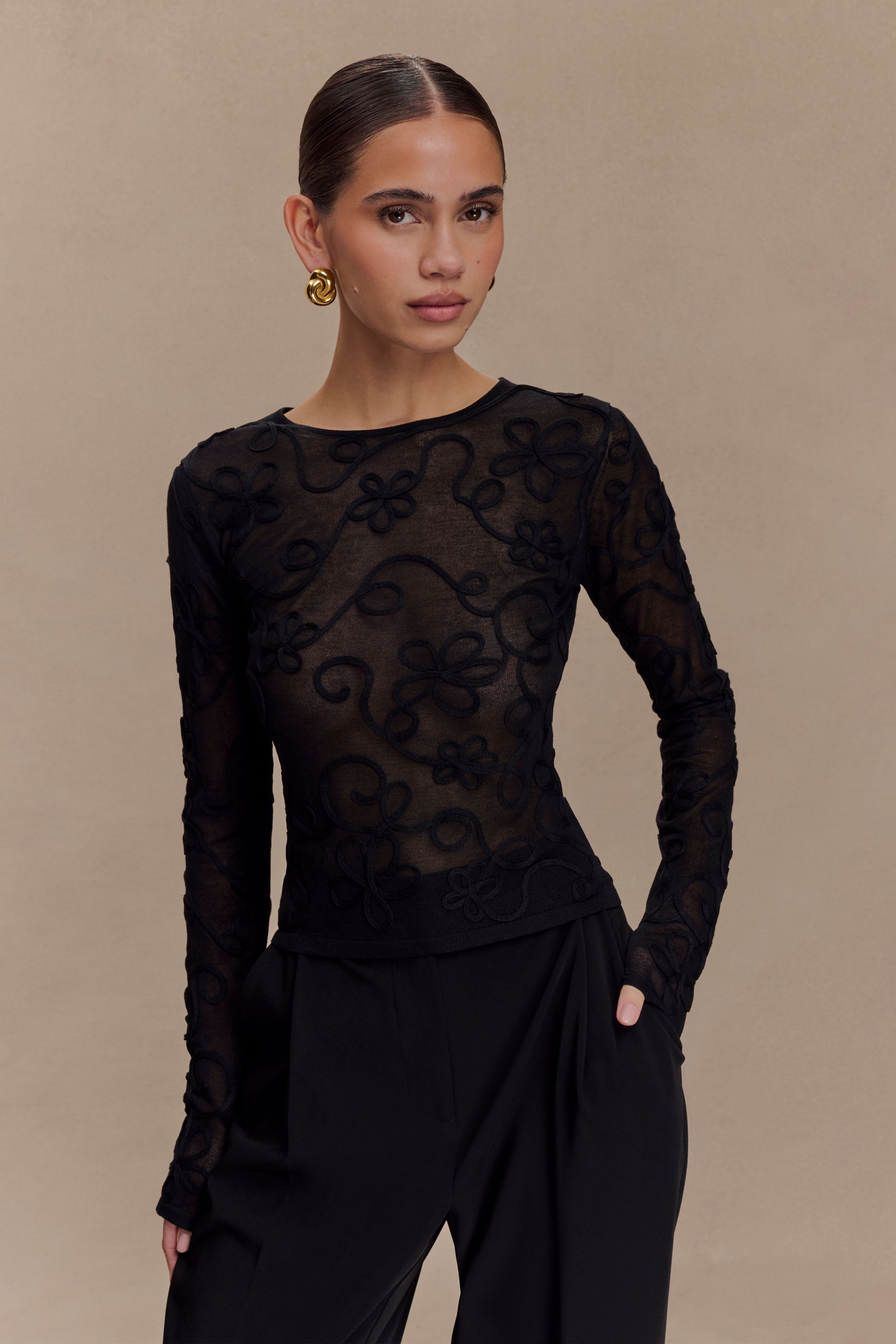 トップス Mary logo knit tops black BLACK ファッション Mary logo knit tops ANDMARY BLACK