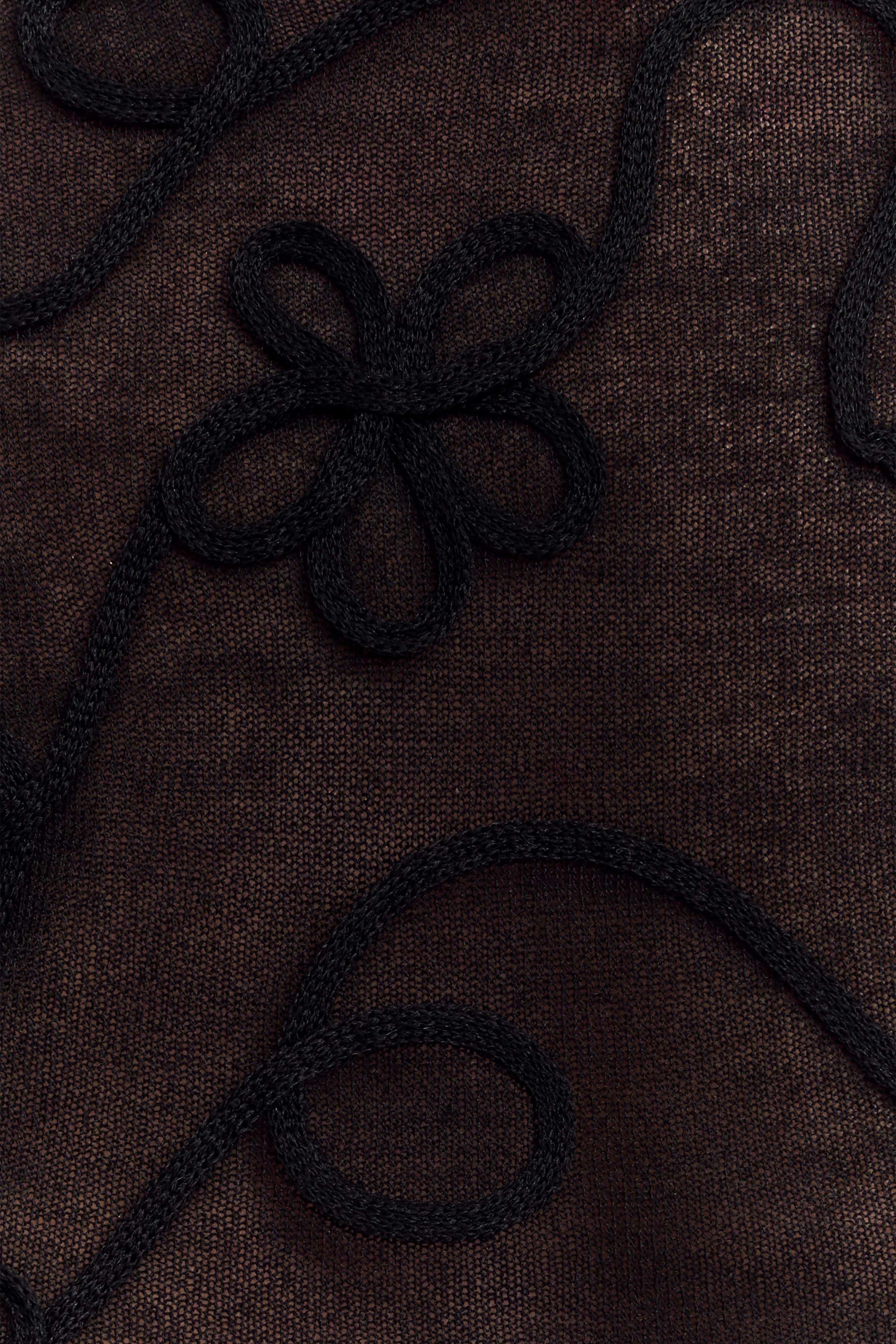 Omari Embroidery Long Sleeve Knit Top - Black #5