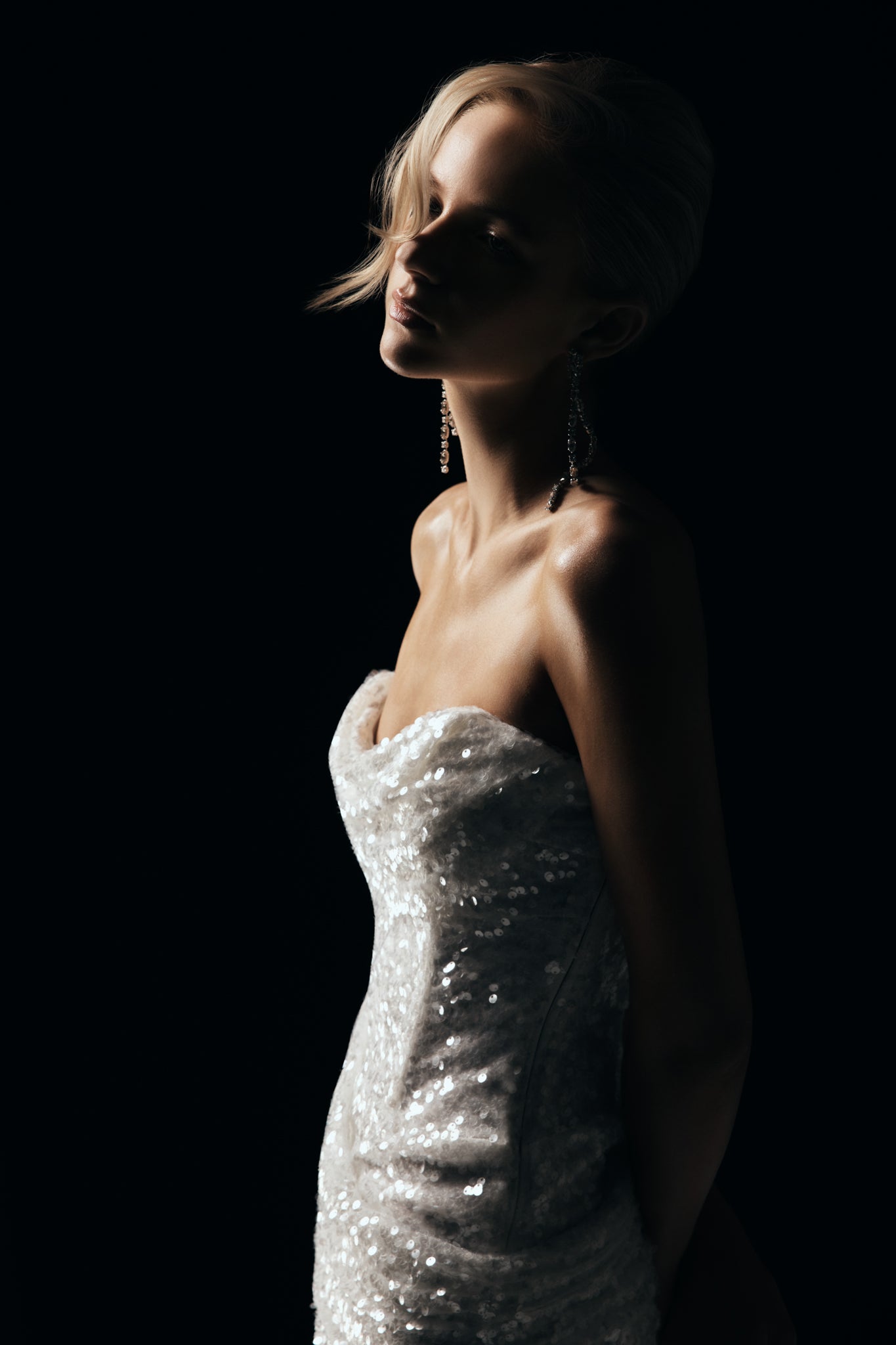 ivory sequin maxi dress Strapless Crystal Sequin Feather Maxi Dress Ivory