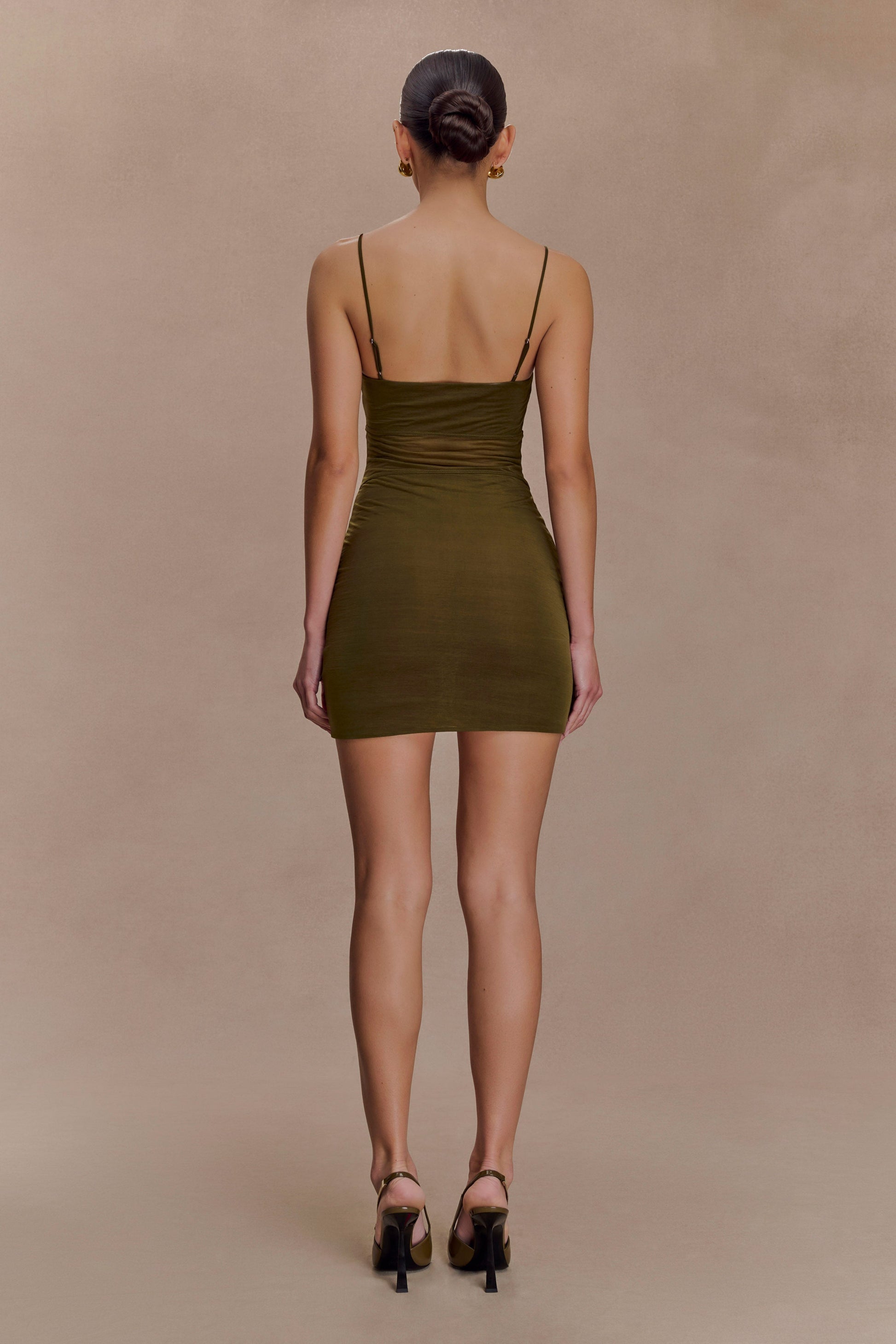 Maryk Mesh Mini Dress / Khaki | MESHKI | M Maryk Mesh Mini Dress / Khaki | MESHKI | M