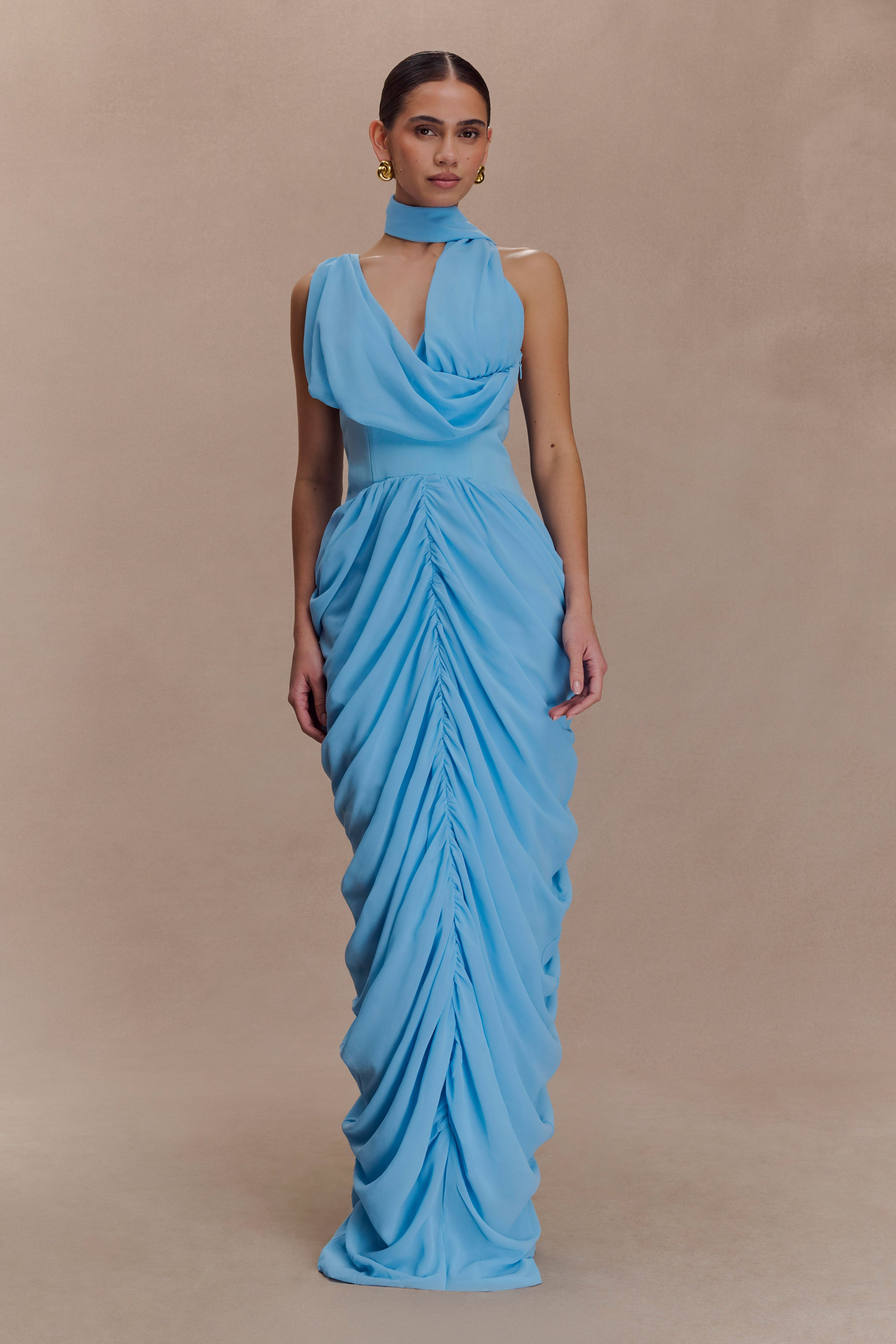 ワンピース Belle Jardin Chiffon Dress powder blue gwen-chiffon_lifestyle_dusty-