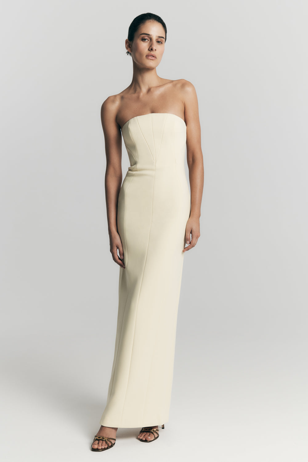 Kalila Strapless Crepe Maxi Dress - Lemon #7