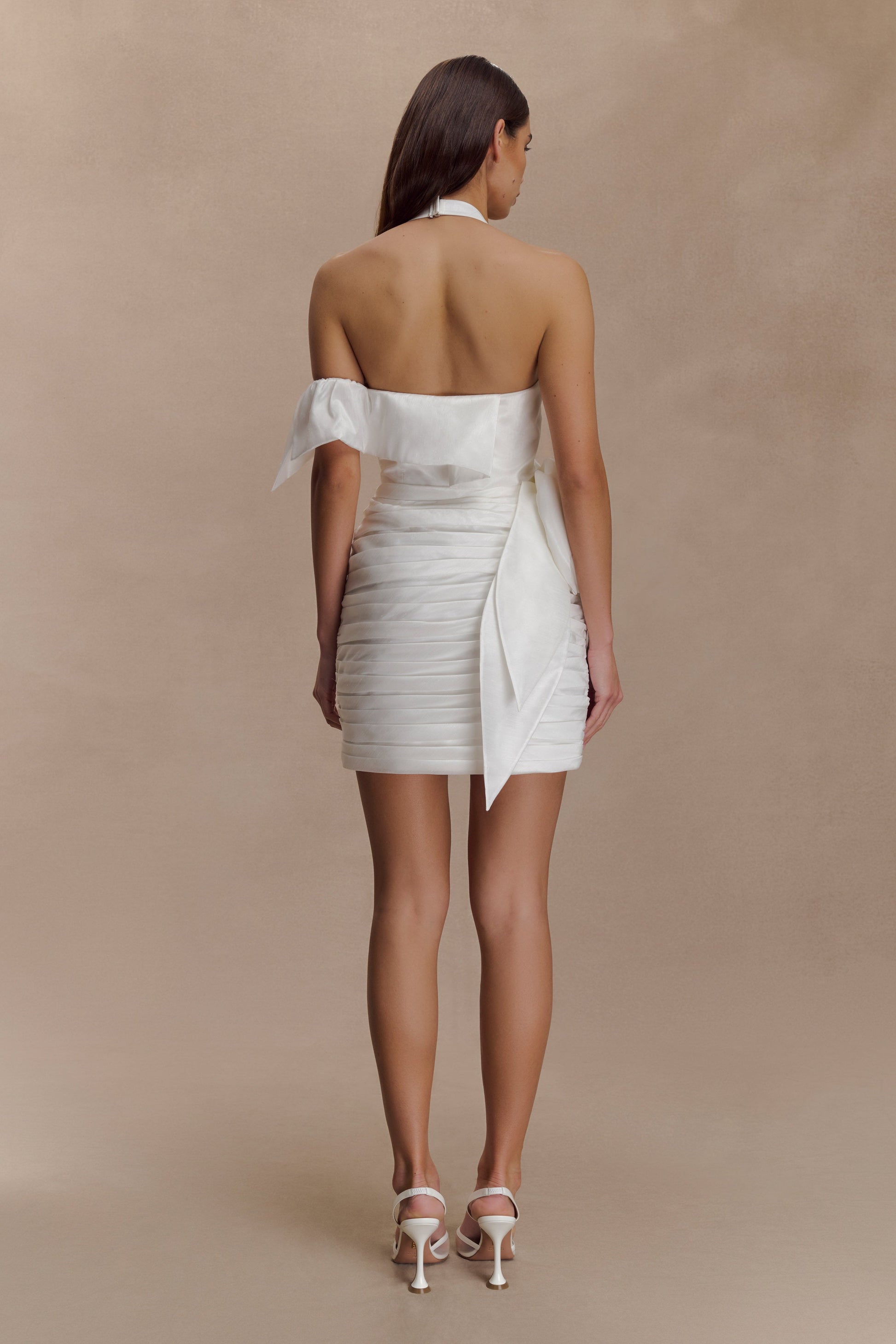 taffeta mini dress Claudine Taffeta Floral Mini Dress - White
