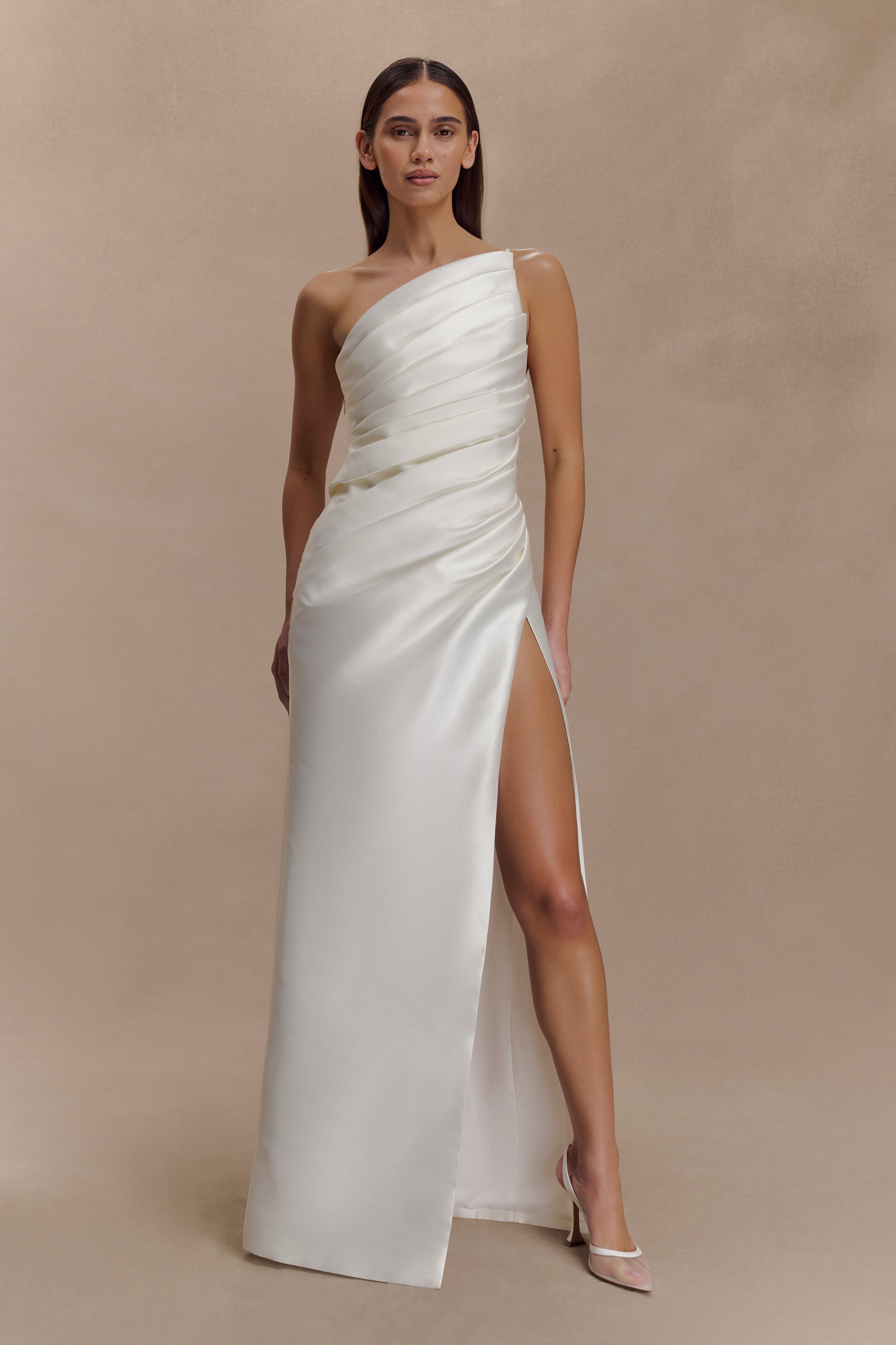 Francine One Shoulder Maxi Dress - Ivory | MESHKI US