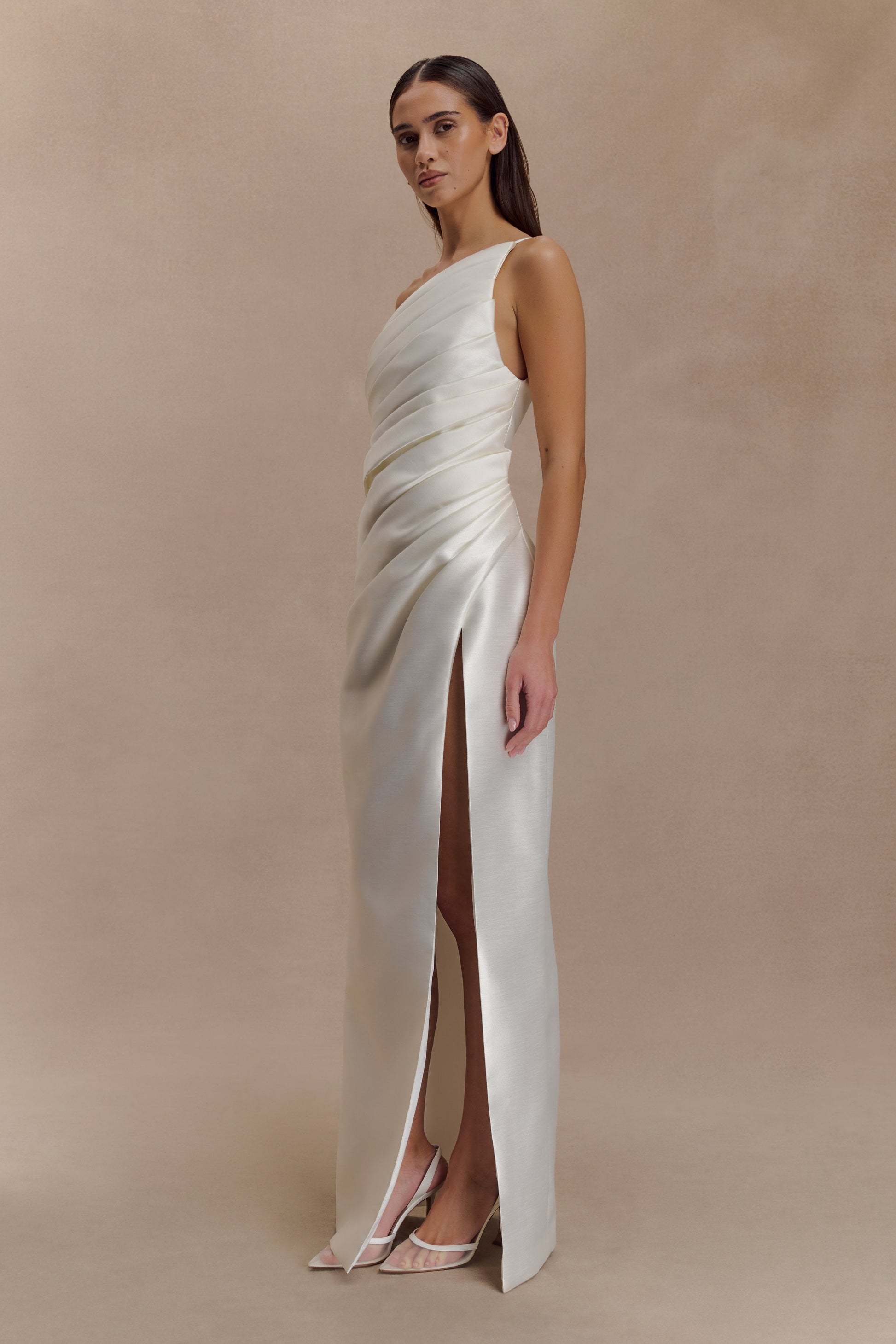 Francine One Shoulder Maxi Dress - Ivory | MESHKI US Francine One Shoulder Maxi Dress - Ivory | MESHKI US