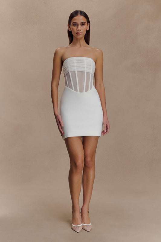 Palmer Mesh Corset Mini Dress - Ivory