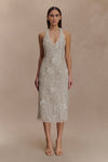 Lenore Silk Lace Halter Midi Dress - Ivory
